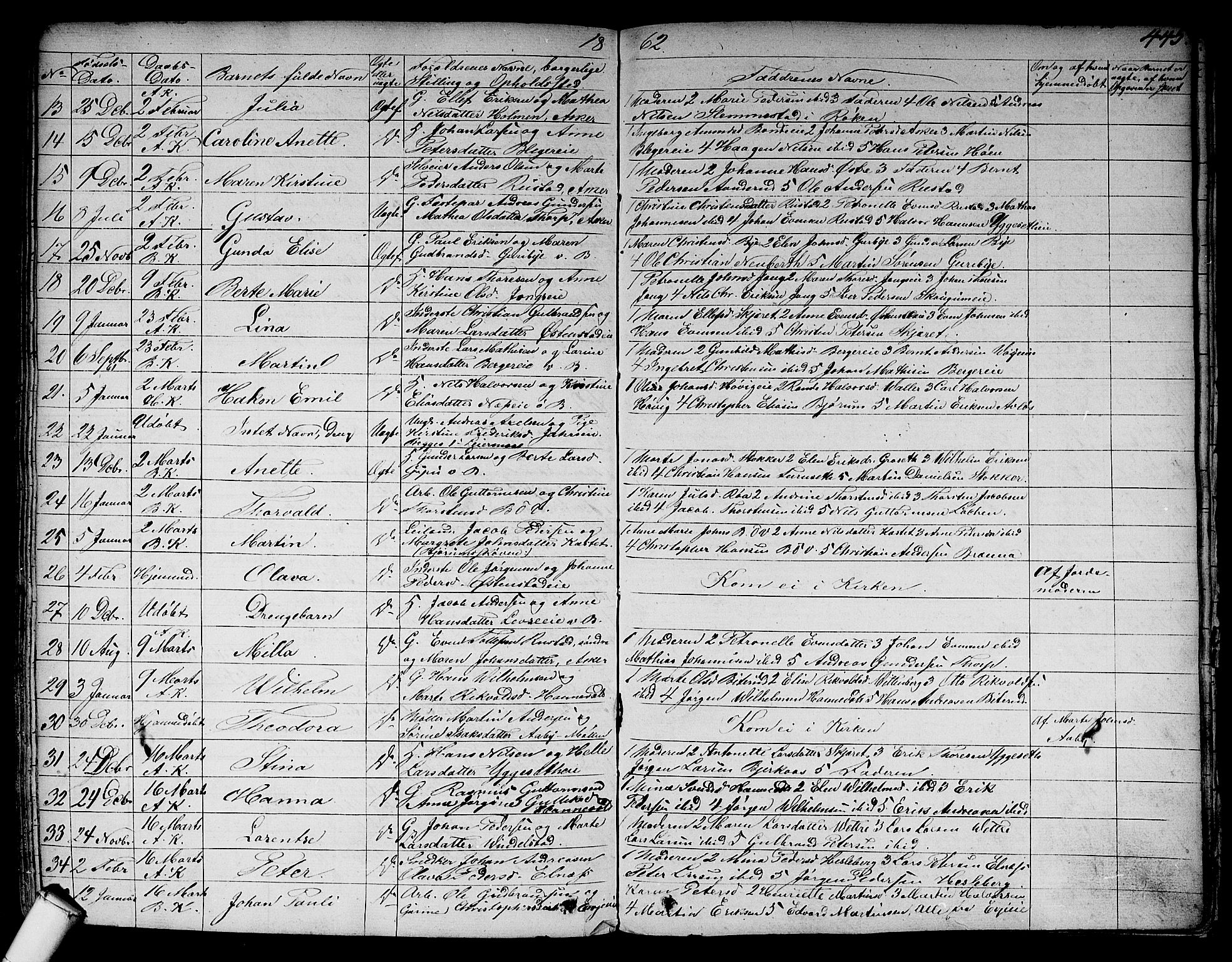 Asker prestekontor Kirkebøker, SAO/A-10256a/F/Fa/L0007: Parish register (official) no. I 7, 1825-1864, p. 445