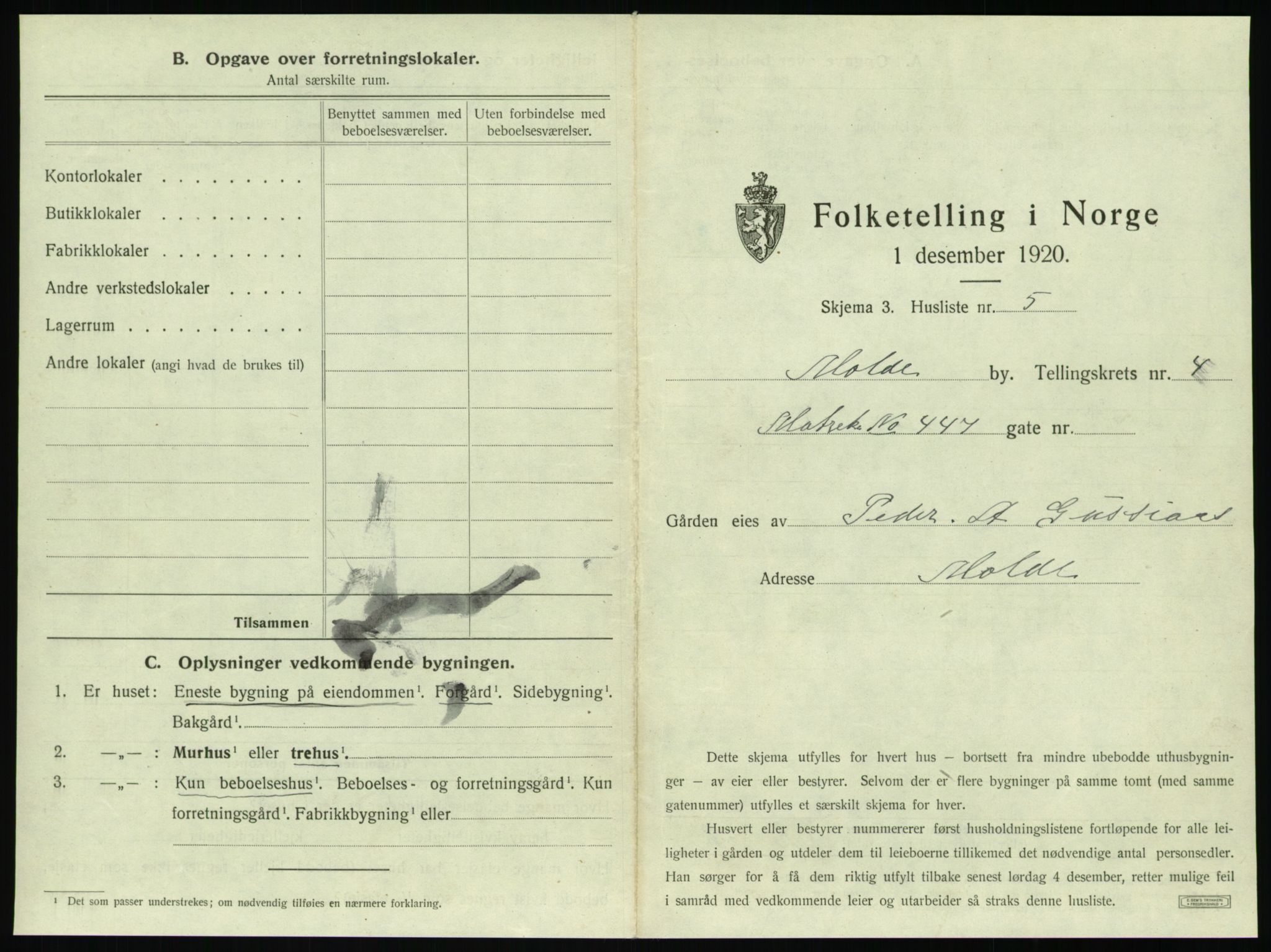 SAT, 1920 census for Molde, 1920, p. 435