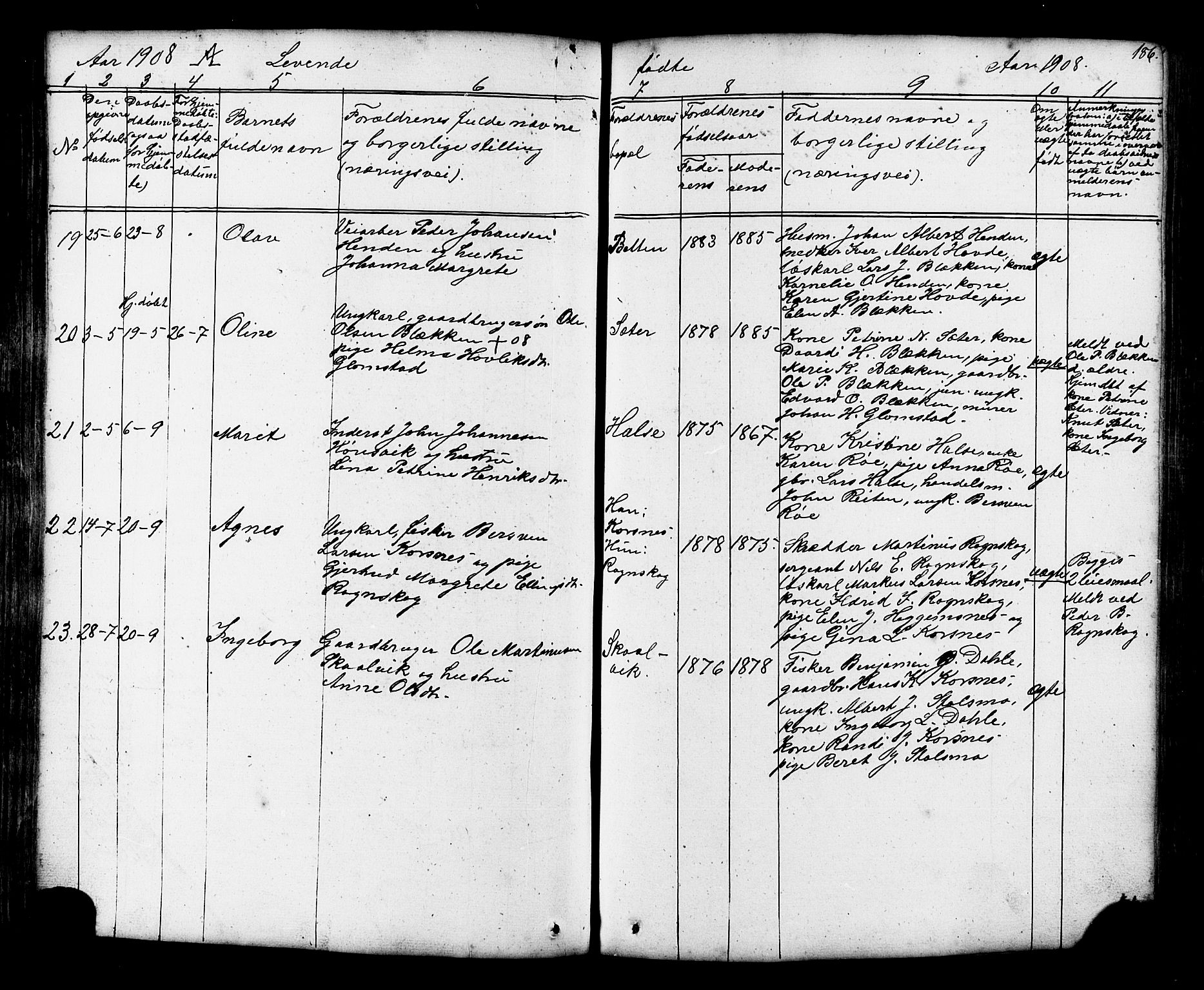 Ministerialprotokoller, klokkerbøker og fødselsregistre - Møre og Romsdal, AV/SAT-A-1454/576/L0890: Parish register (copy) no. 576C01, 1837-1908, p. 186