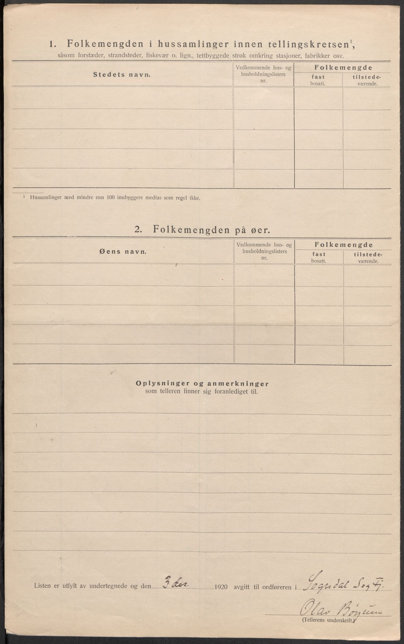 SAB, 1920 census for Sogndal, 1920, p. 13