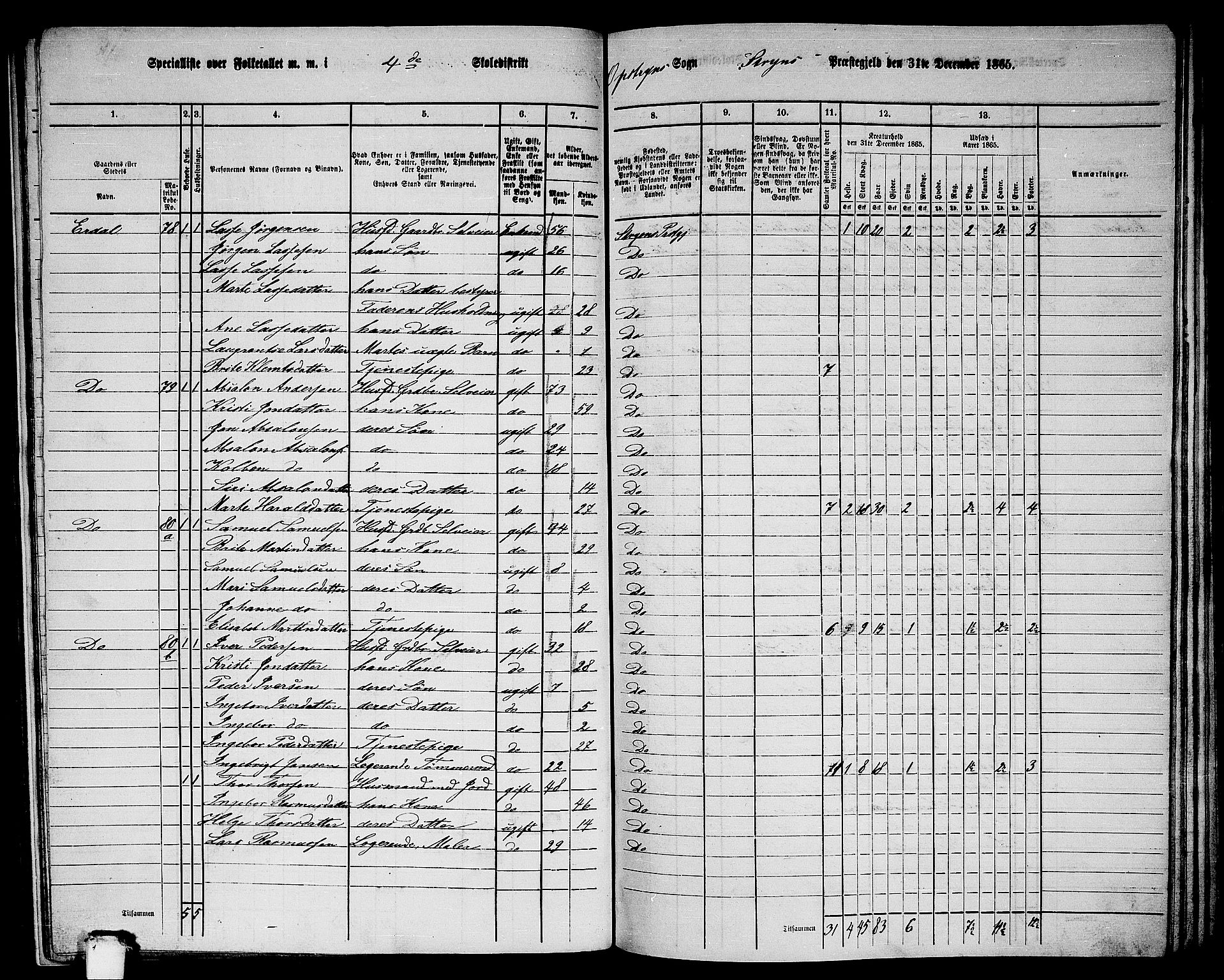 RA, 1865 census for Stryn, 1865, p. 21