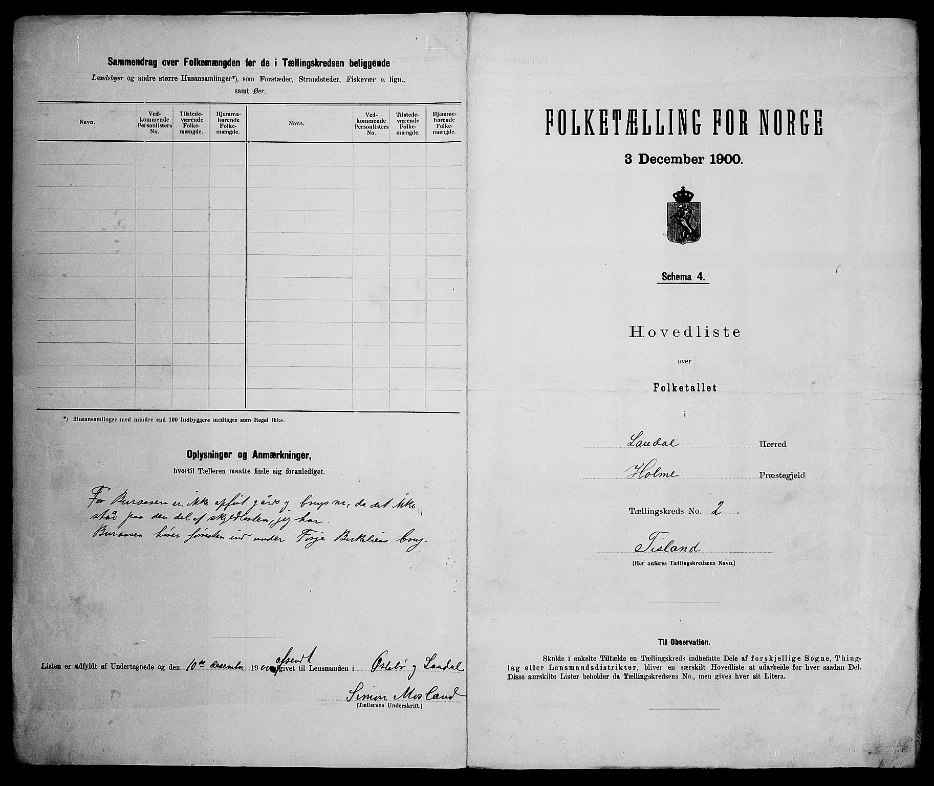 SAK, 1900 census for Laudal, 1900, p. 16