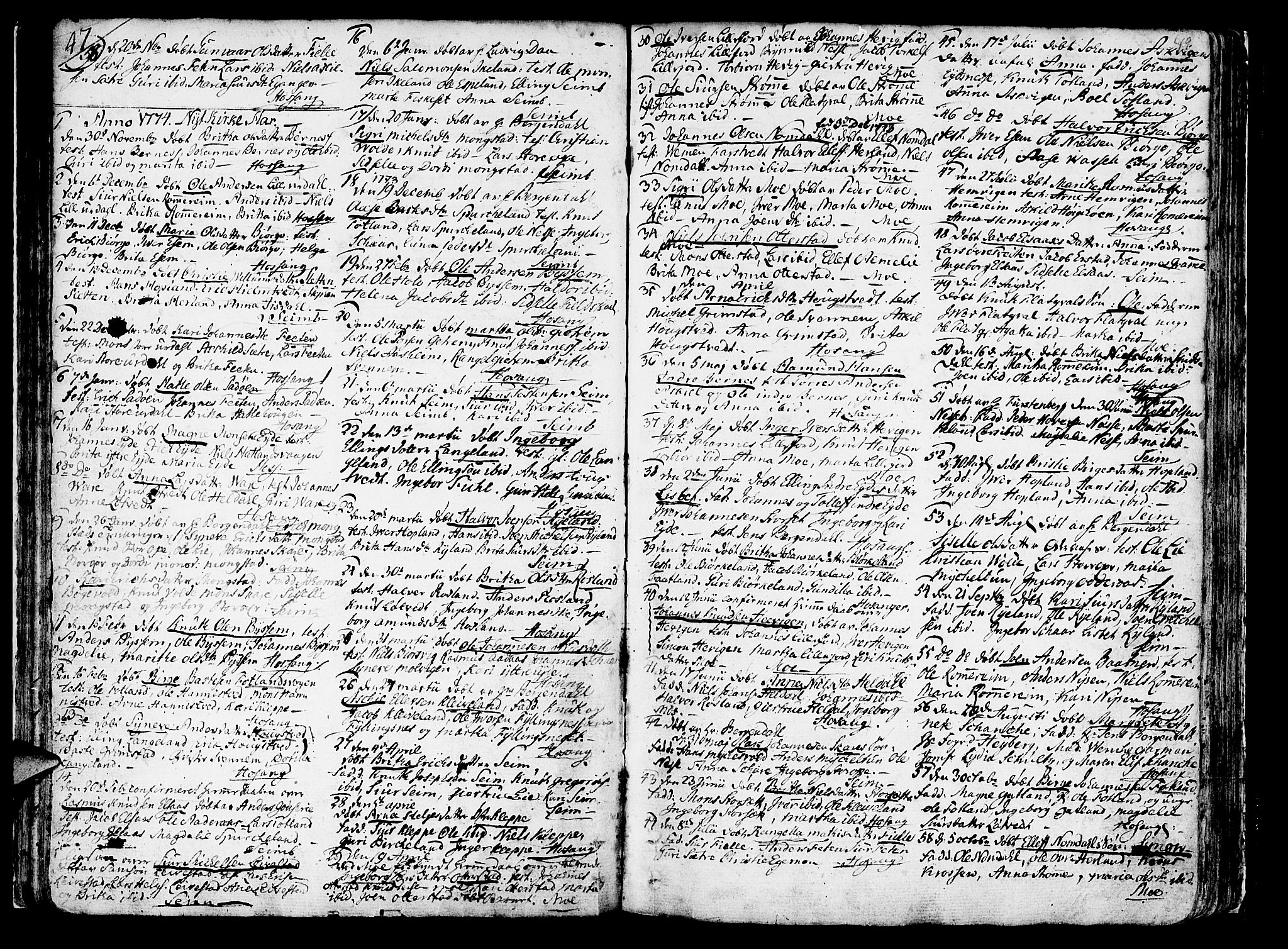 Hosanger sokneprestembete, AV/SAB-A-75801/H/Haa: Parish register (official) no. A 2 /1, 1766-1793, p. 49