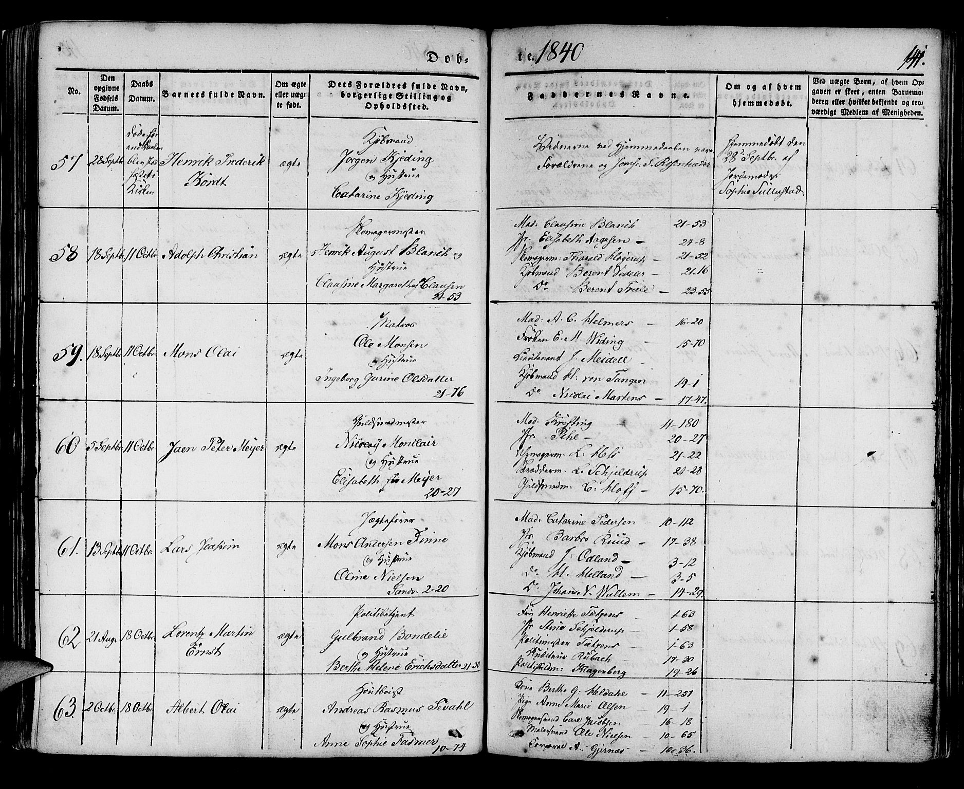 Korskirken sokneprestembete, SAB/A-76101/H/Haa/L0015: Parish register (official) no. B 1, 1833-1841, p. 141