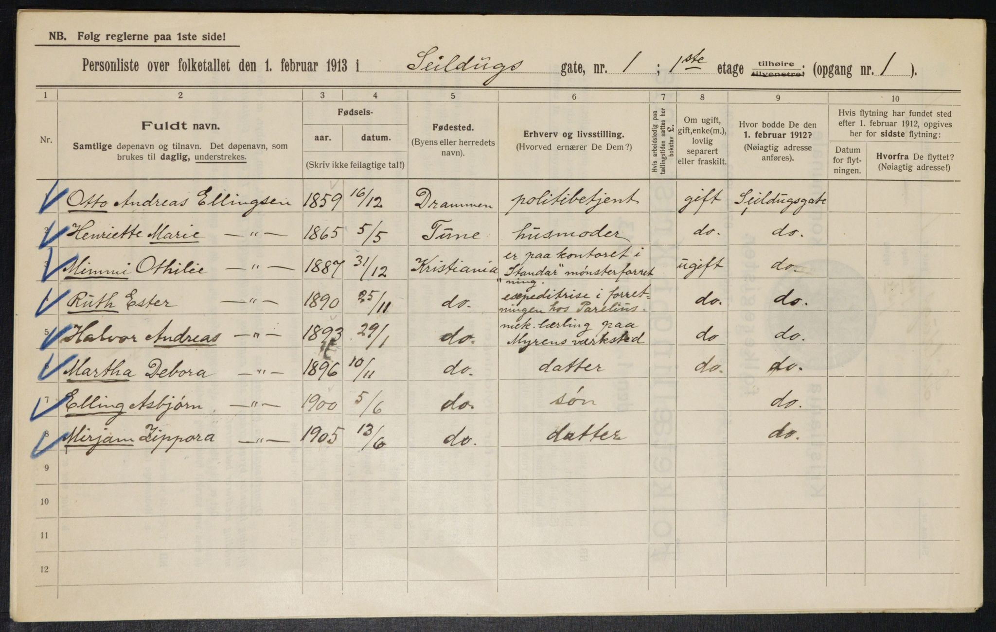 OBA, Municipal Census 1913 for Kristiania, 1913, p. 93801