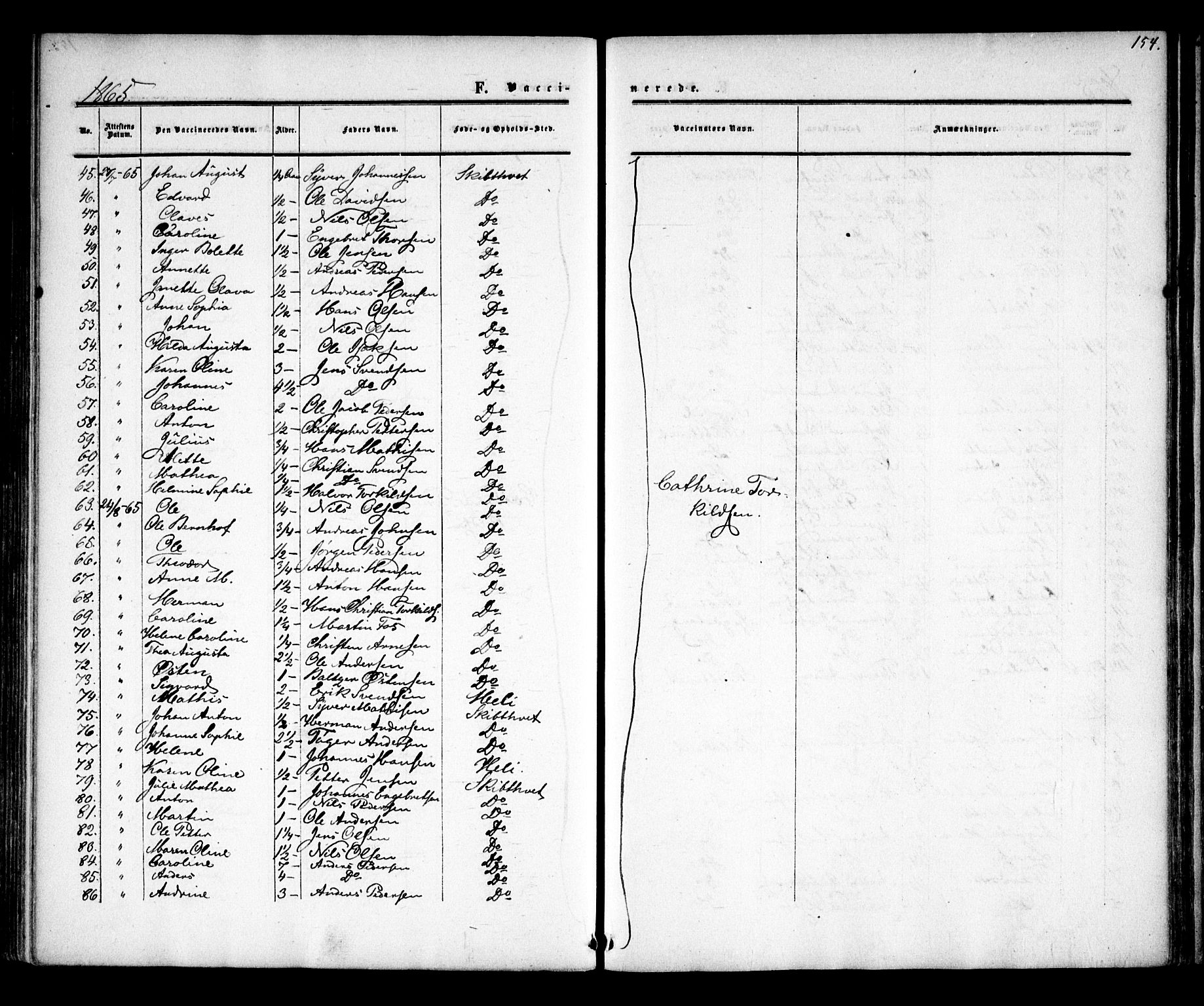 Skiptvet prestekontor Kirkebøker, AV/SAO-A-20009/F/Fa/L0007: Parish register (official) no. 7, 1861-1866, p. 154