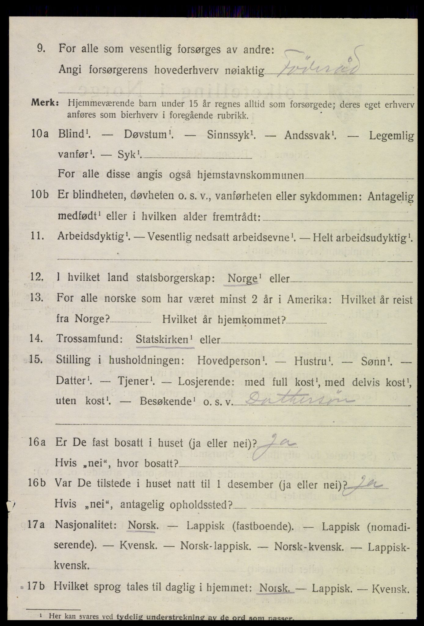 SAT, 1920 census for Meløy, 1920, p. 9146