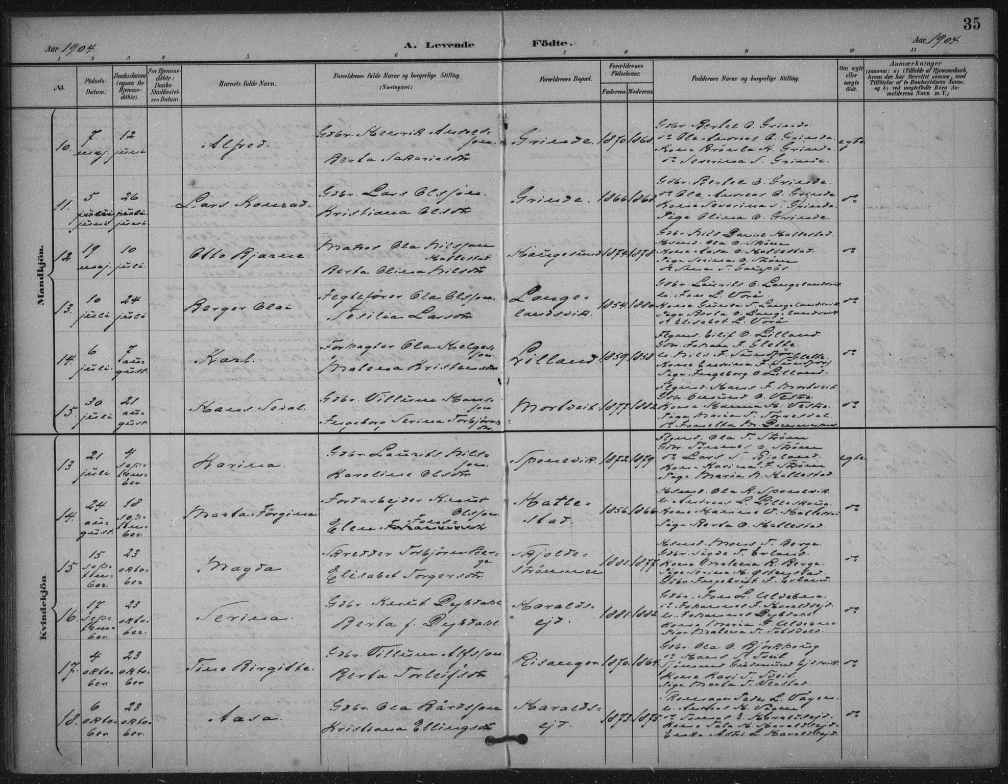 Skjold sokneprestkontor, AV/SAST-A-101847/H/Ha/Haa/L0011: Parish register (official) no. A 11, 1897-1914, p. 35