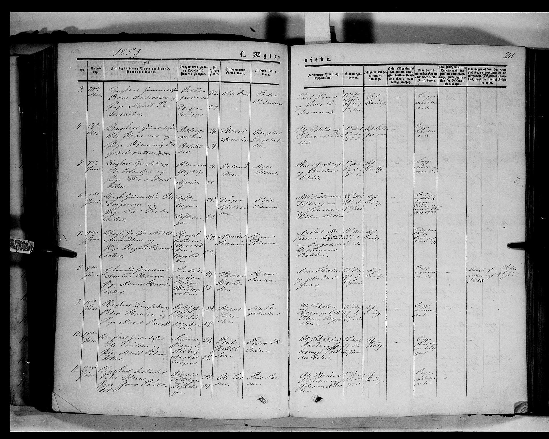 Sør-Fron prestekontor, SAH/PREST-010/H/Ha/Haa/L0001: Parish register (official) no. 1, 1849-1863, p. 251