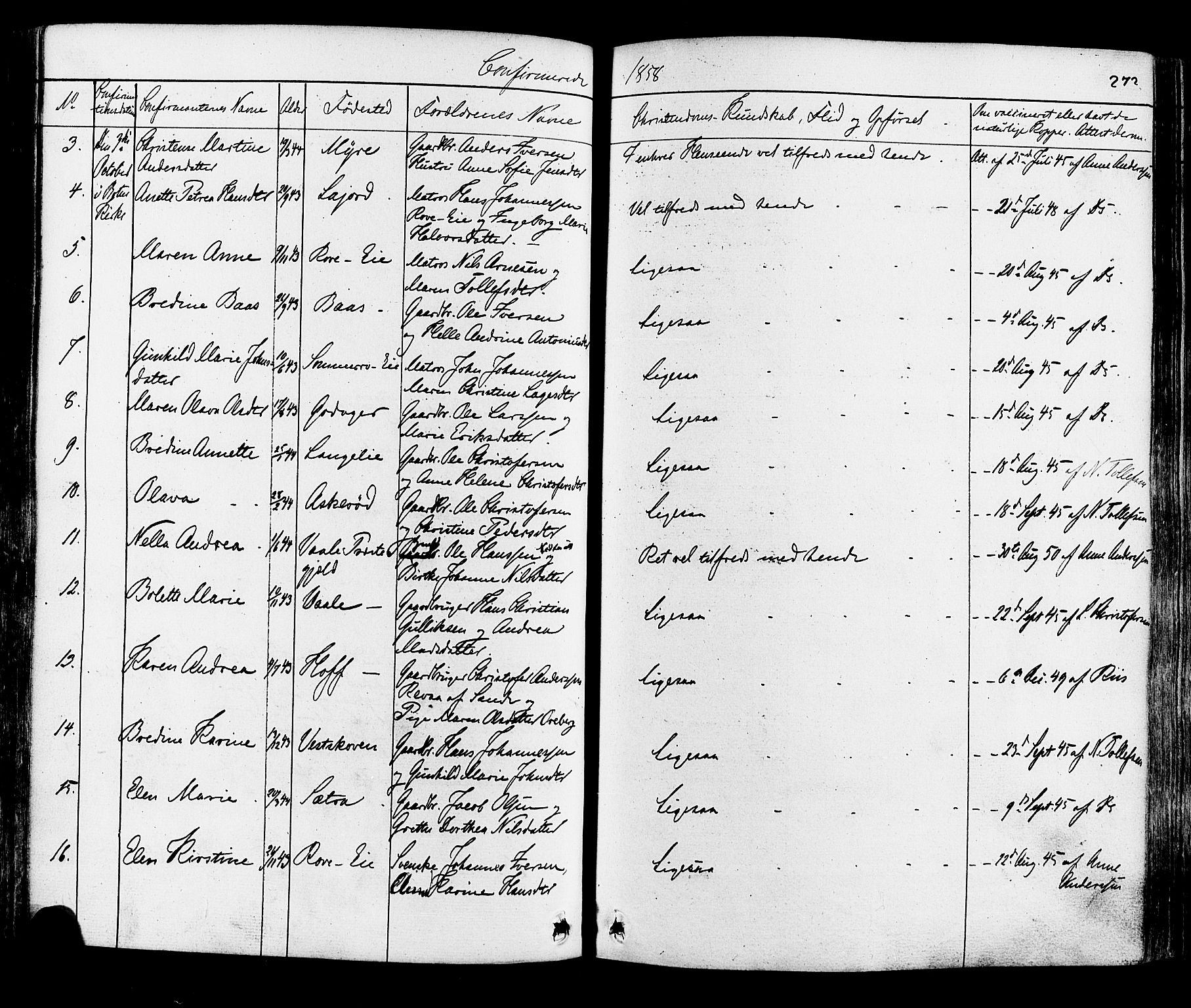 Botne kirkebøker, AV/SAKO-A-340/F/Fa/L0006: Parish register (official) no. I 6, 1836-1877, p. 272