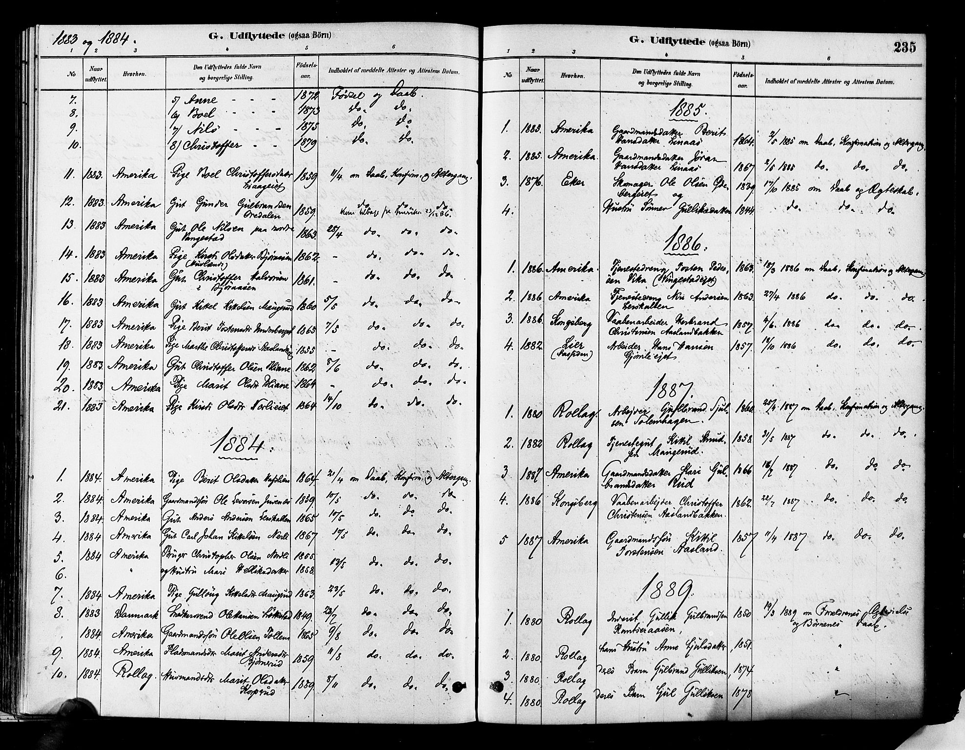 Flesberg kirkebøker, SAKO/A-18/F/Fa/L0008: Parish register (official) no. I 8, 1879-1899, p. 235