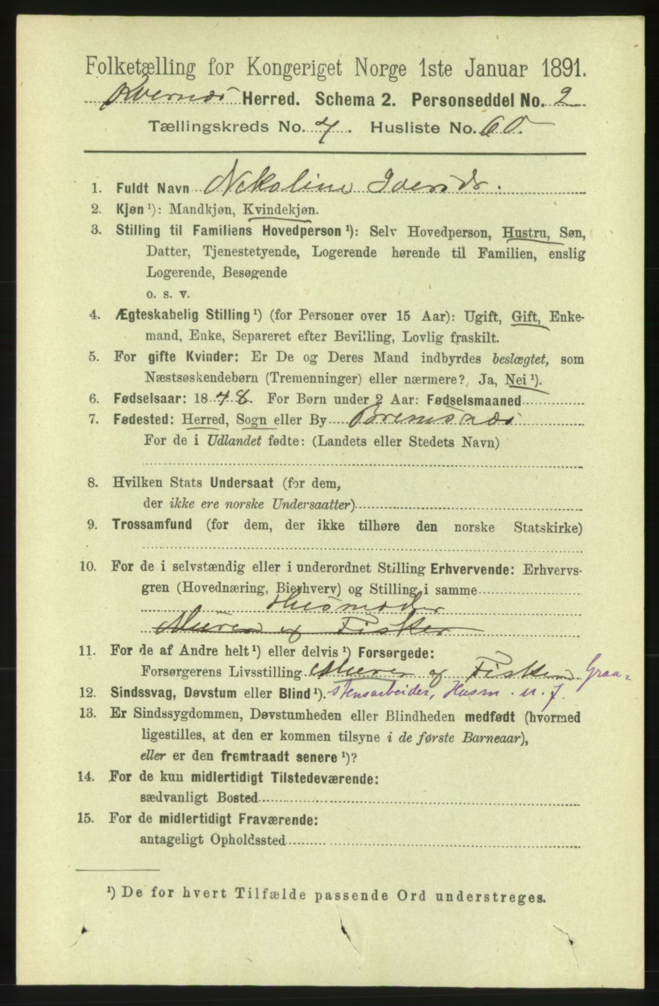 RA, 1891 census for 1553 Kvernes, 1891, p. 2242