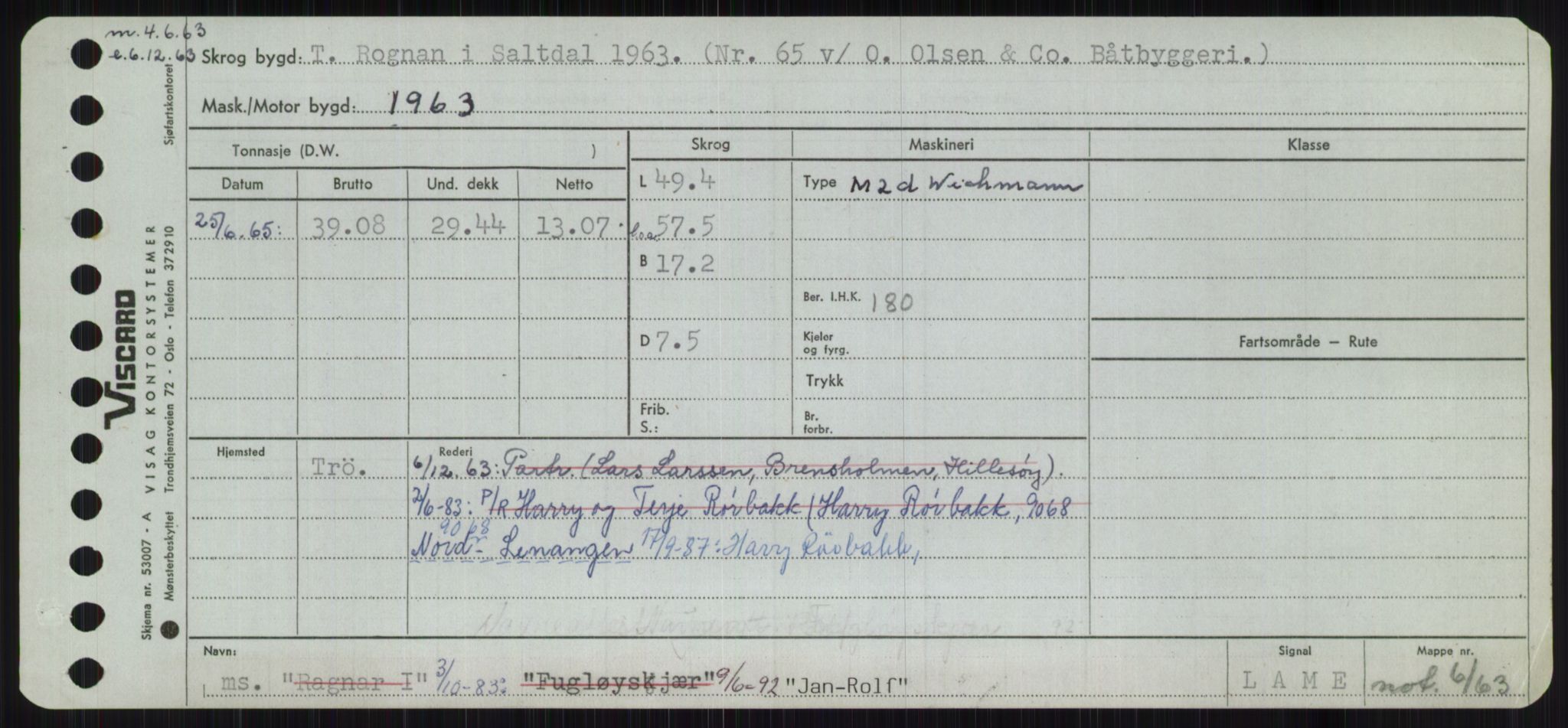 Sjøfartsdirektoratet med forløpere, Skipsmålingen, RA/S-1627/H/Ha/L0003/0001: Fartøy, Hilm-Mar / Fartøy, Hilm-Kol, p. 443