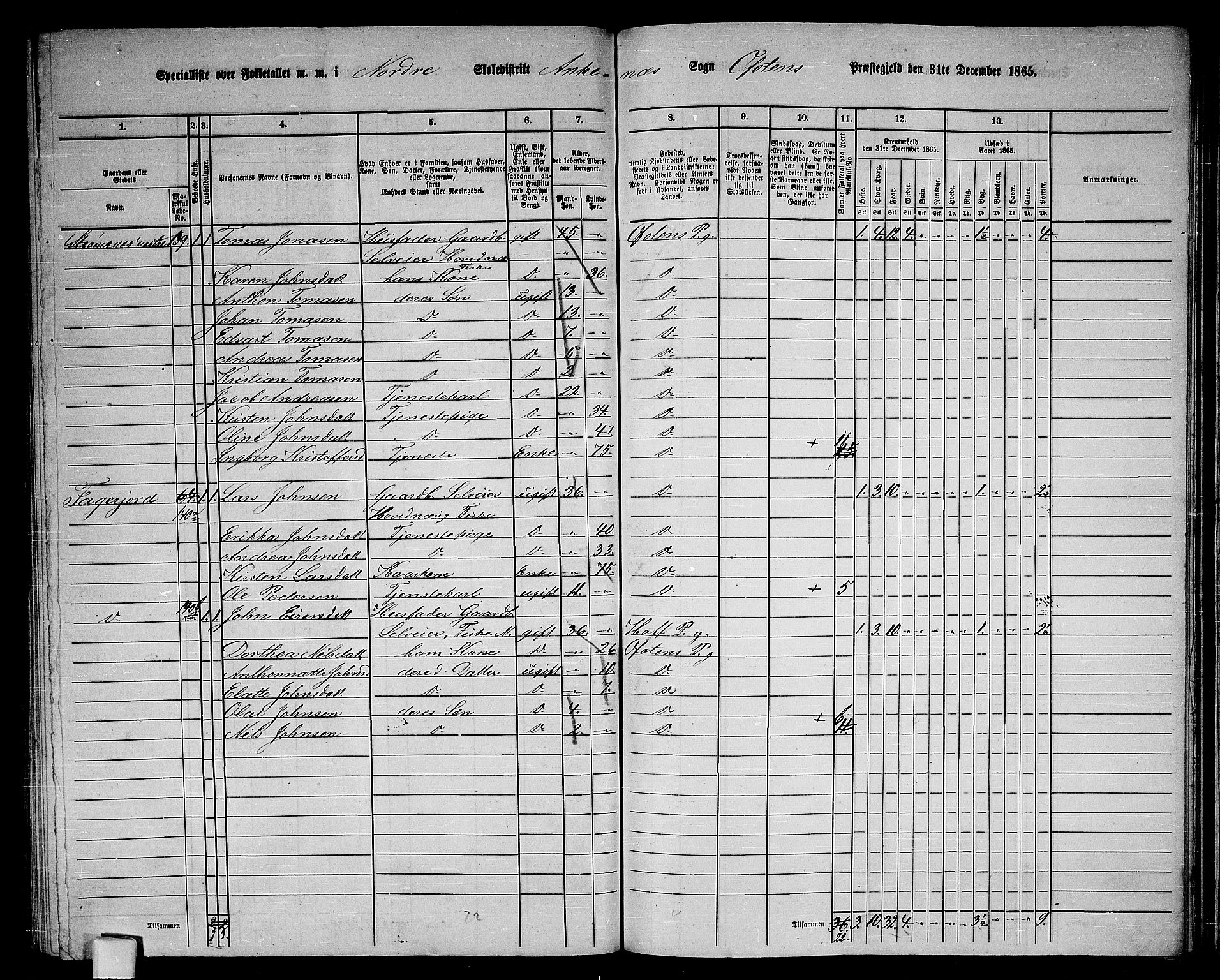 RA, 1865 census for Ofoten, 1865, p. 129