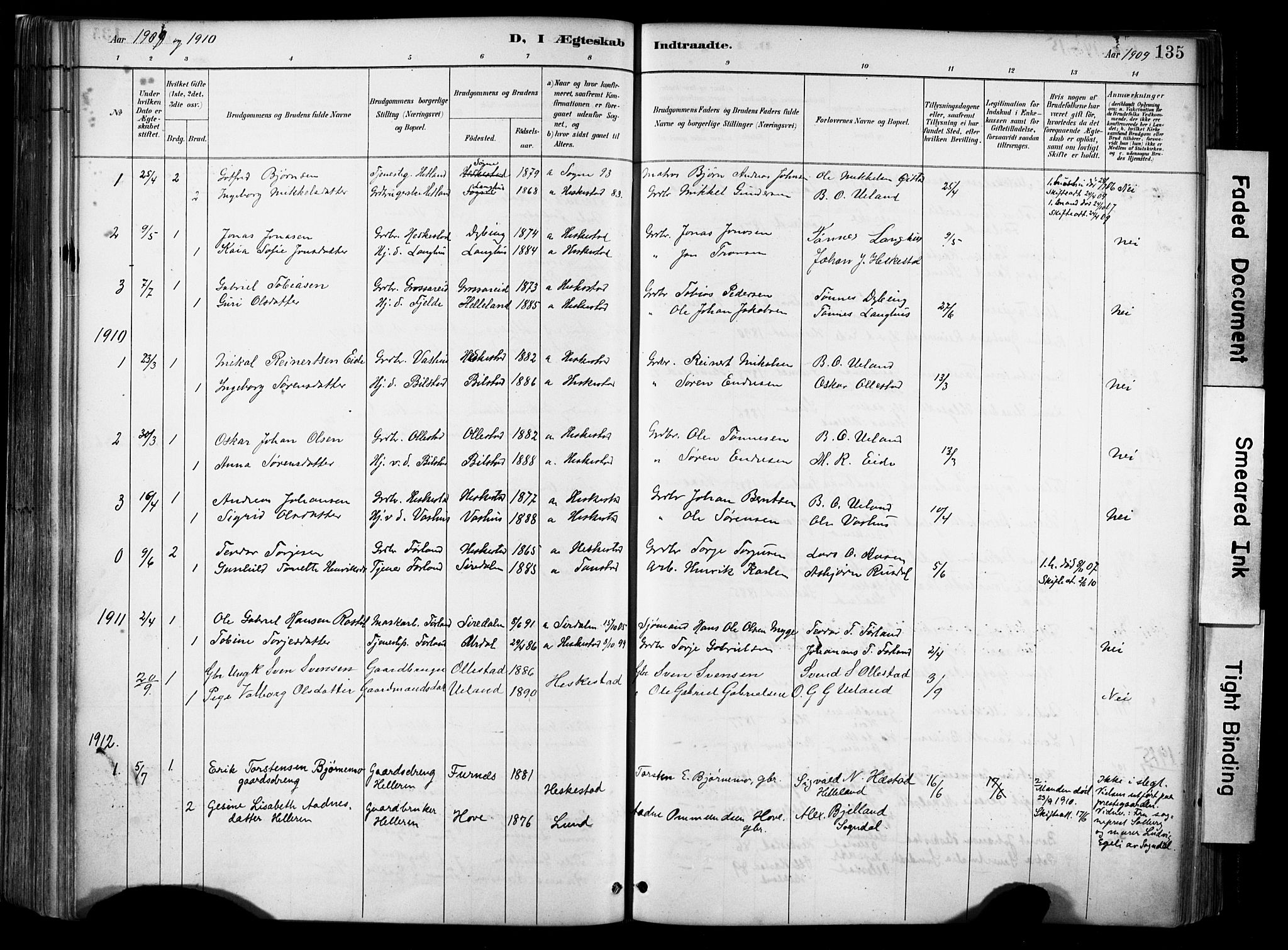 Lund sokneprestkontor, AV/SAST-A-101809/S06/L0012: Parish register (official) no. A 11, 1887-1921, p. 135