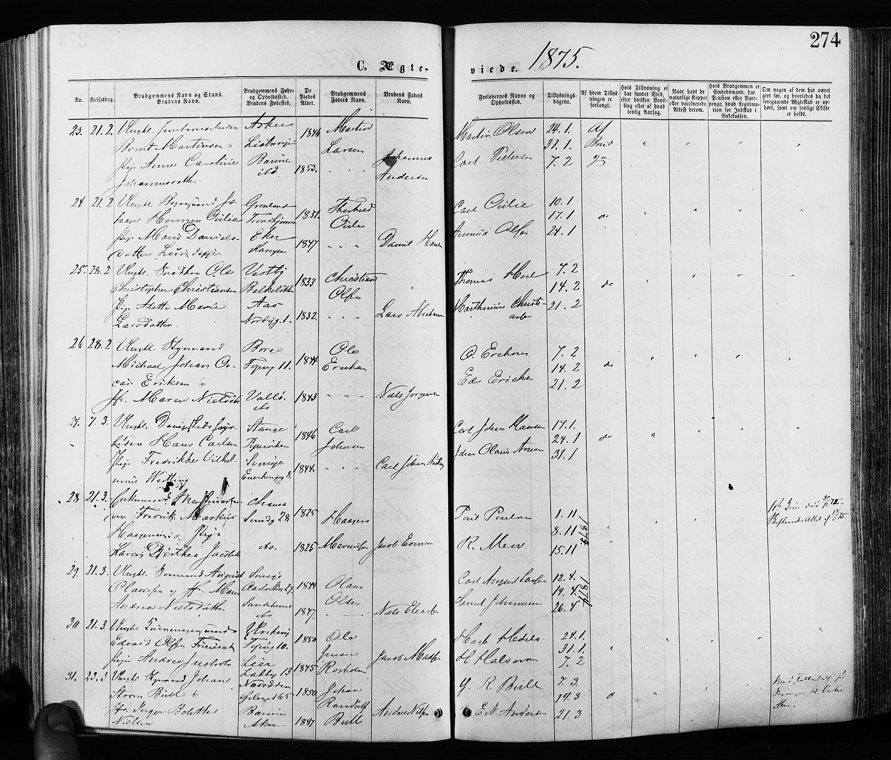 Grønland prestekontor Kirkebøker, SAO/A-10848/F/Fa/L0005: Parish register (official) no. 5, 1869-1880, p. 274