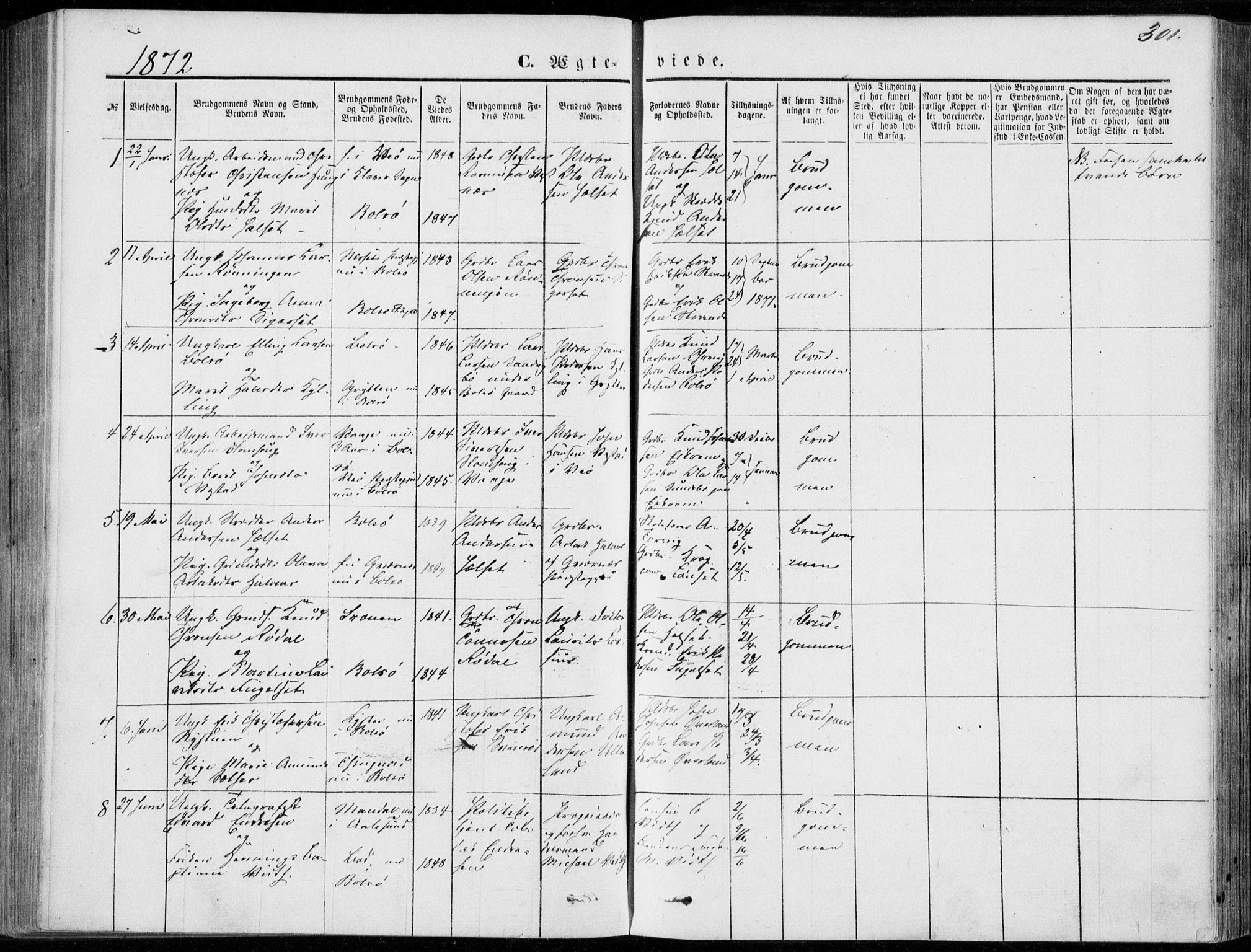 Ministerialprotokoller, klokkerbøker og fødselsregistre - Møre og Romsdal, SAT/A-1454/555/L0655: Parish register (official) no. 555A05, 1869-1886, p. 301