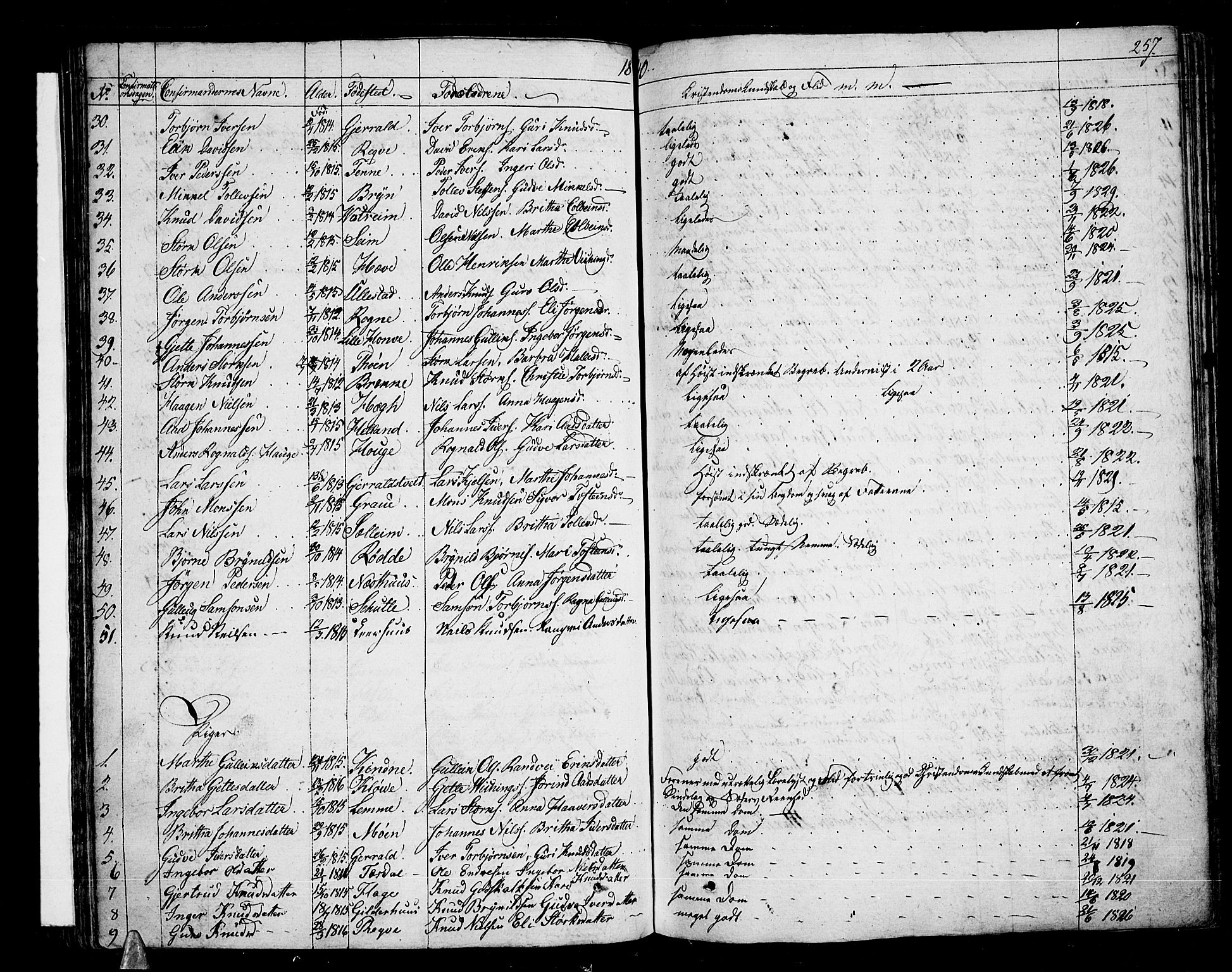 Voss sokneprestembete, AV/SAB-A-79001/H/Haa: Parish register (official) no. A 12, 1823-1837, p. 257