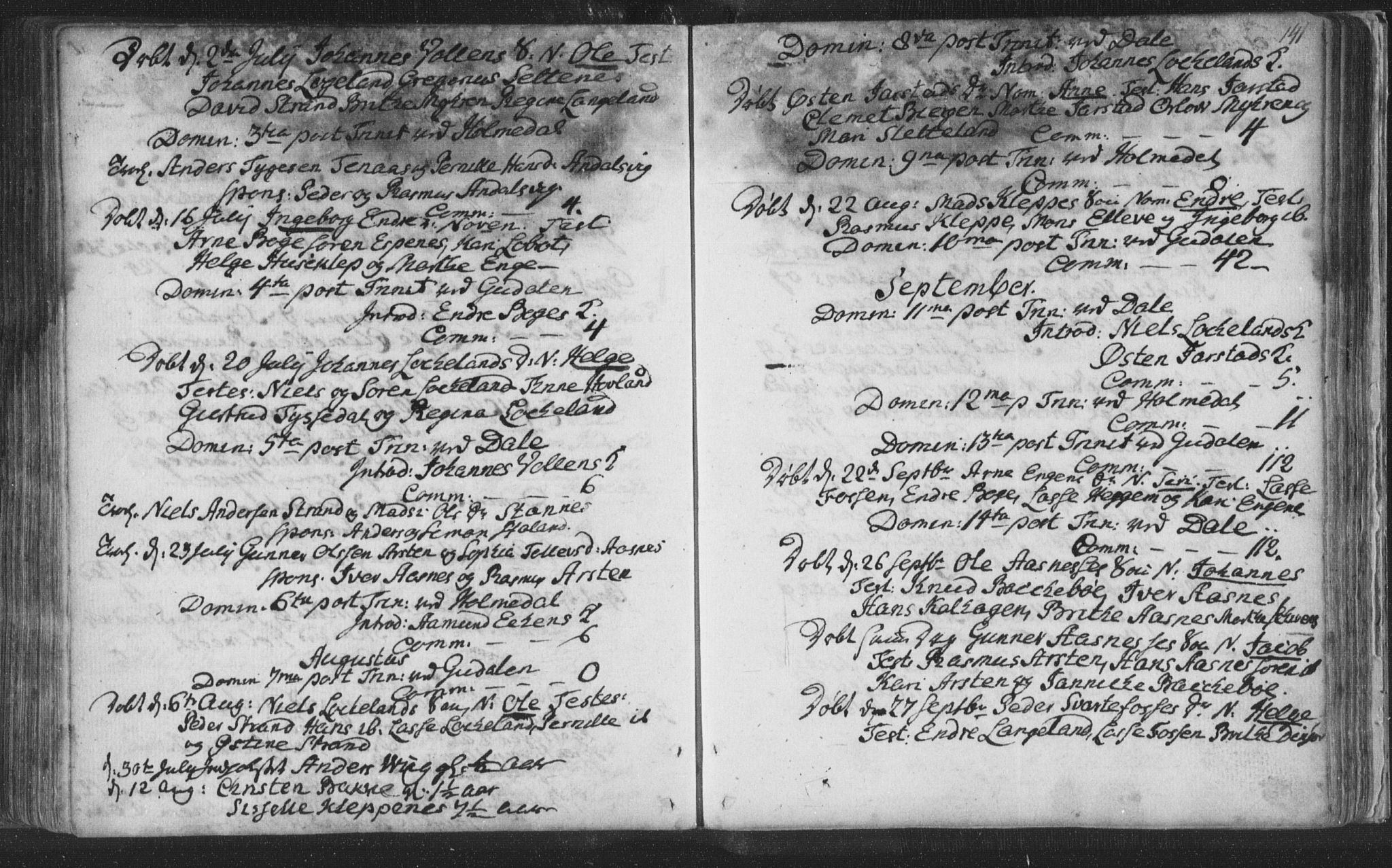 Fjaler sokneprestembete, SAB/A-79801/H/Haa/Haaa/L0002: Parish register (official) no. A 2, 1779-1798, p. 141