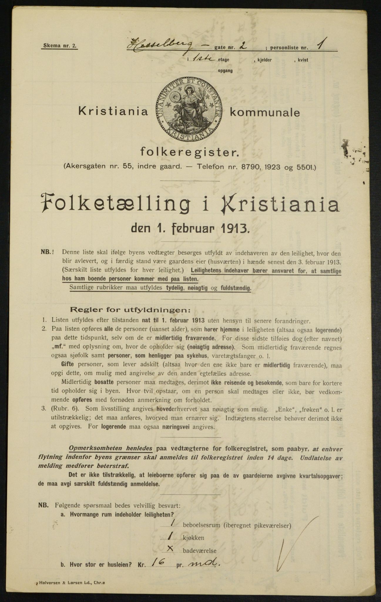 OBA, Municipal Census 1913 for Kristiania, 1913, p. 39669