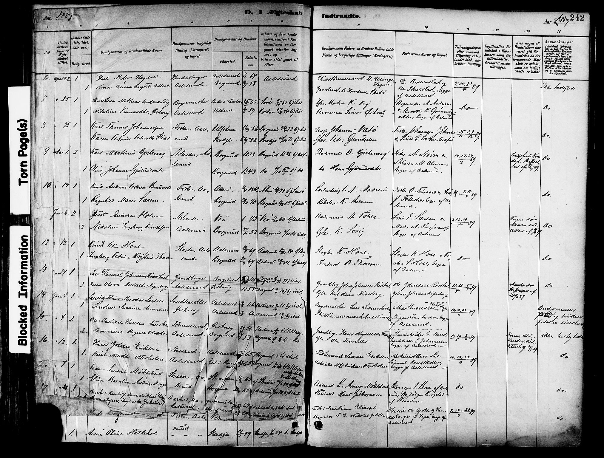 Ministerialprotokoller, klokkerbøker og fødselsregistre - Møre og Romsdal, AV/SAT-A-1454/529/L0455: Parish register (official) no. 529A05, 1885-1893, p. 242