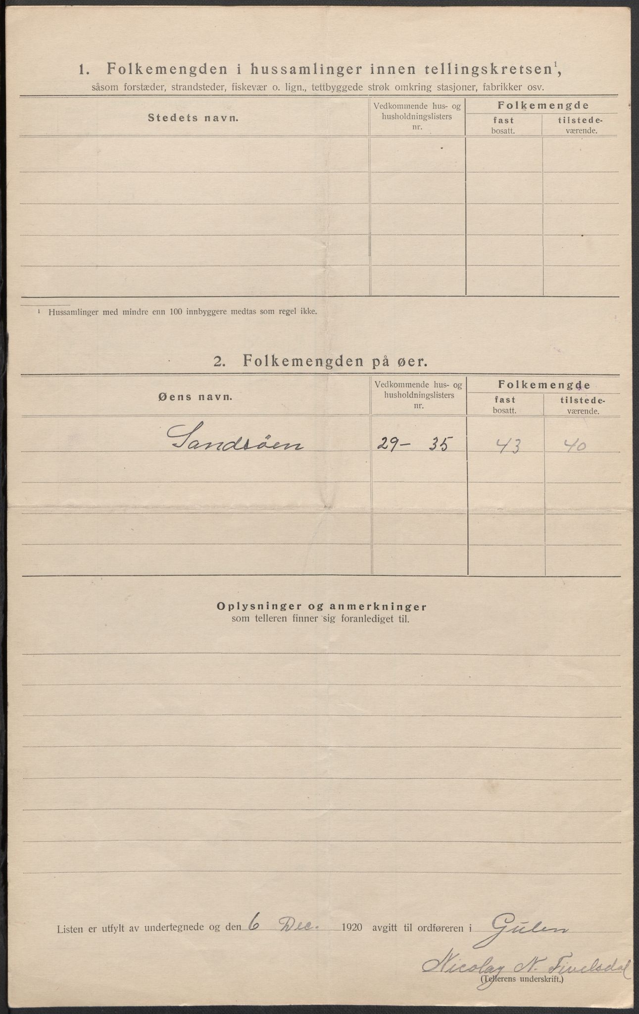 SAB, 1920 census for Gulen, 1920, p. 36
