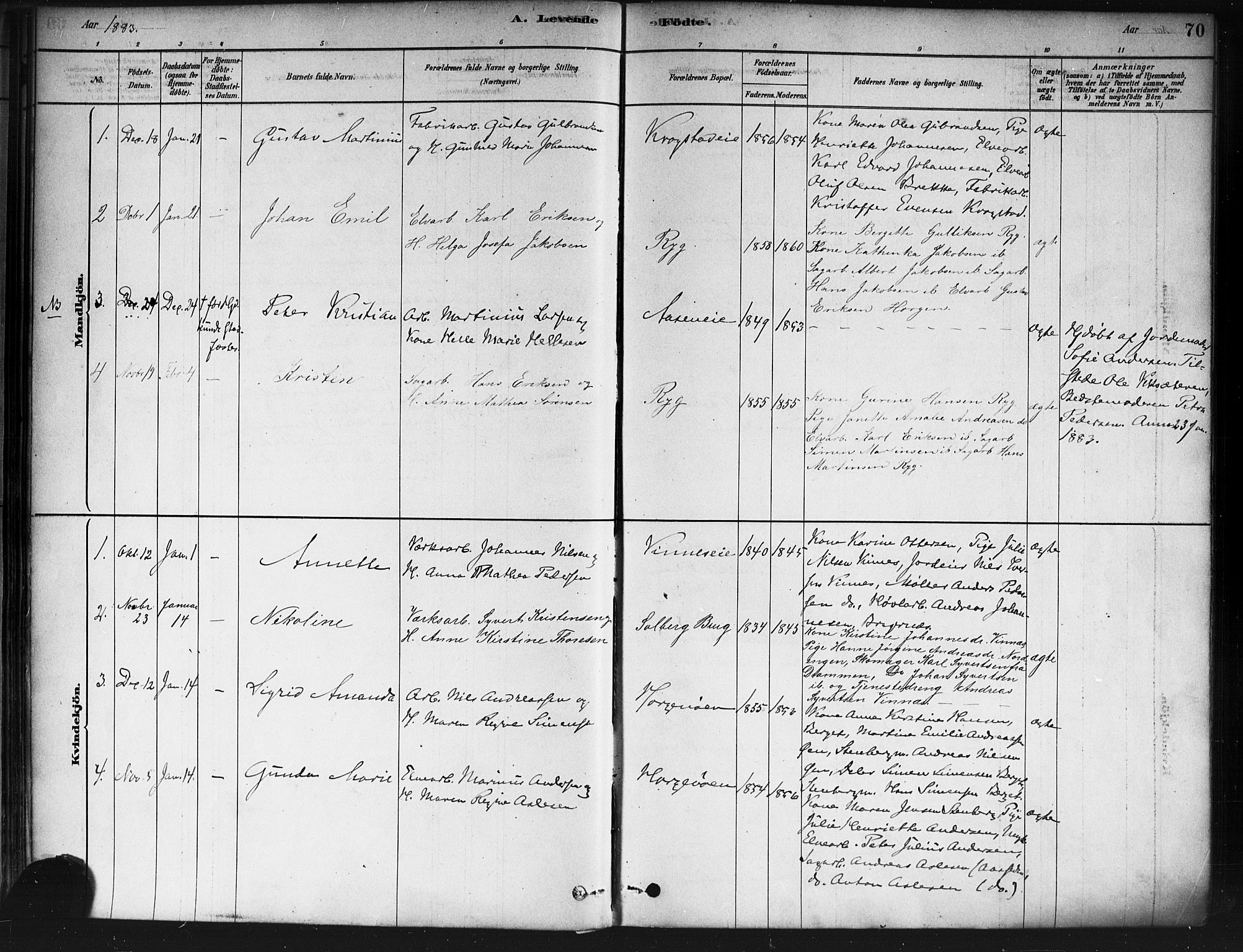 Nedre Eiker kirkebøker, AV/SAKO-A-612/F/Fa/L0002: Parish register (official) no. 2, 1878-1885, p. 70