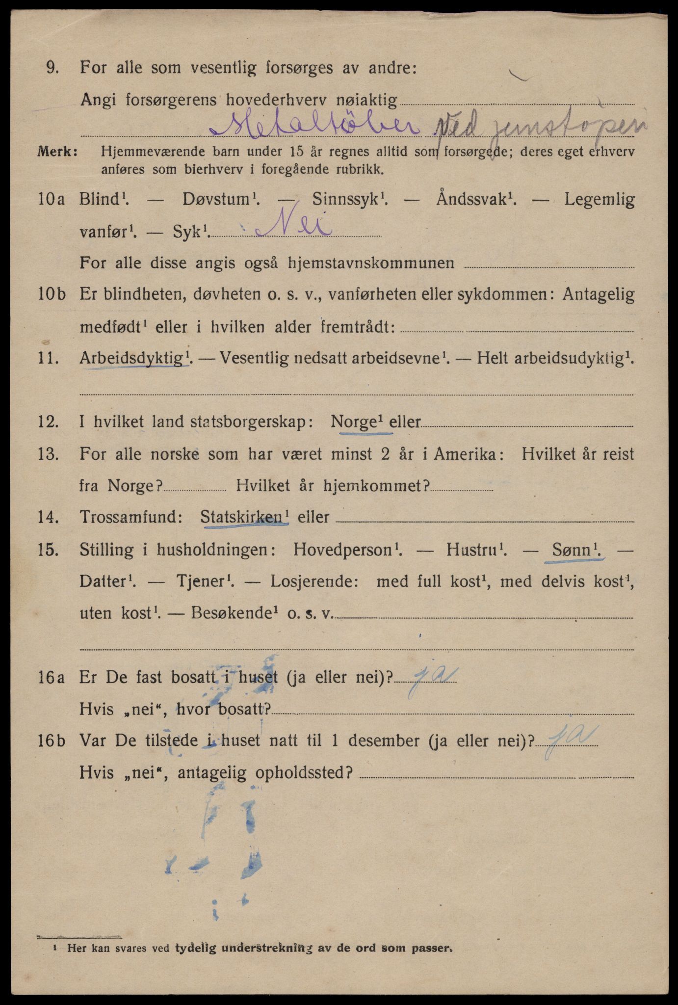 SAST, 1920 census for Stavanger, 1920, p. 115075