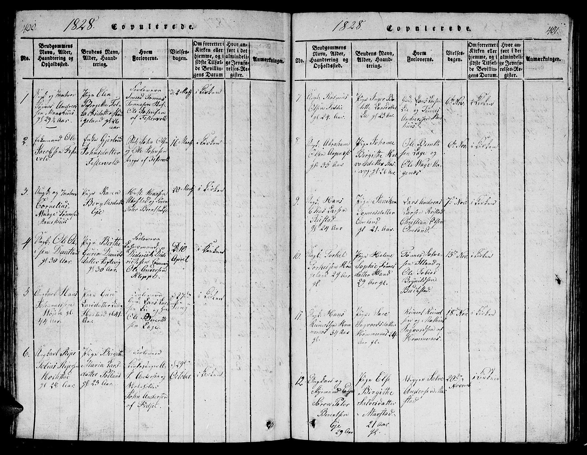 Flekkefjord sokneprestkontor, AV/SAK-1111-0012/F/Fb/Fbb/L0001: Parish register (copy) no. B 1, 1815-1830, p. 410-411