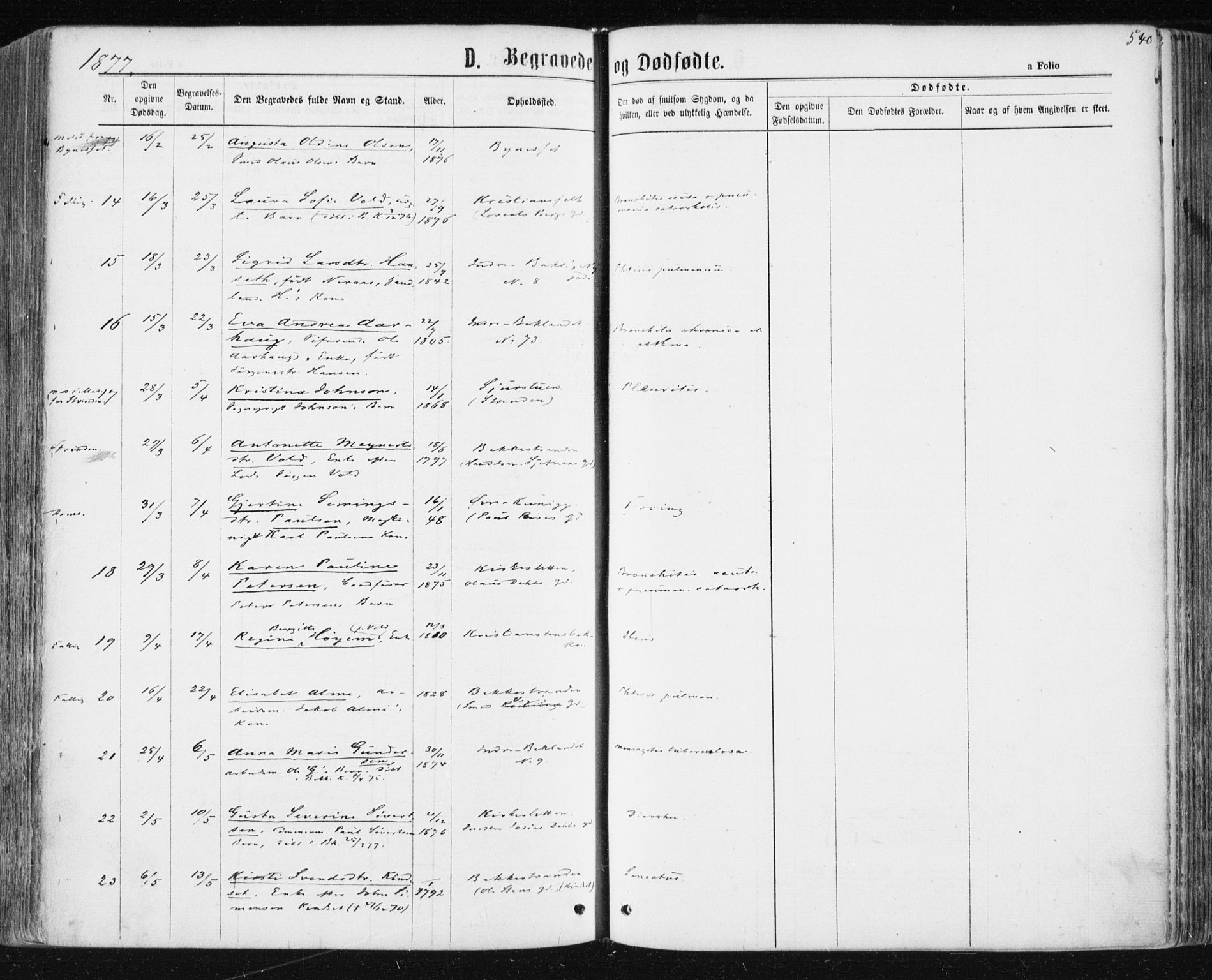 Ministerialprotokoller, klokkerbøker og fødselsregistre - Sør-Trøndelag, AV/SAT-A-1456/604/L0186: Parish register (official) no. 604A07, 1866-1877, p. 540