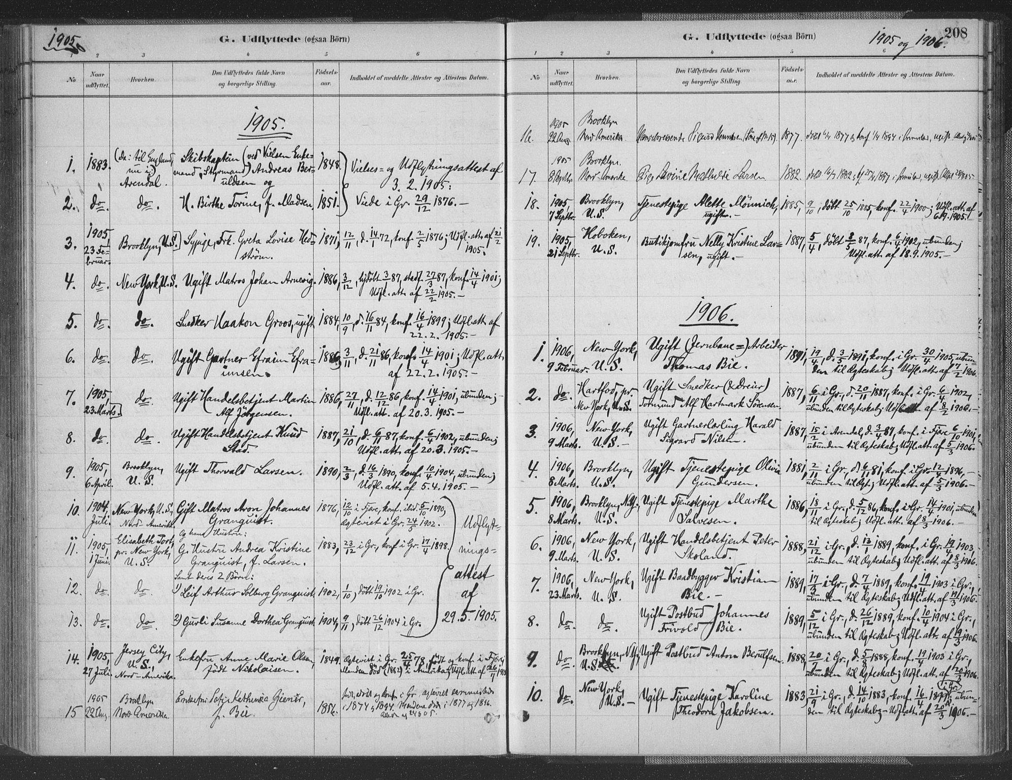 Grimstad sokneprestkontor, SAK/1111-0017/F/Fa/L0004: Parish register (official) no. A 3, 1882-1910, p. 208