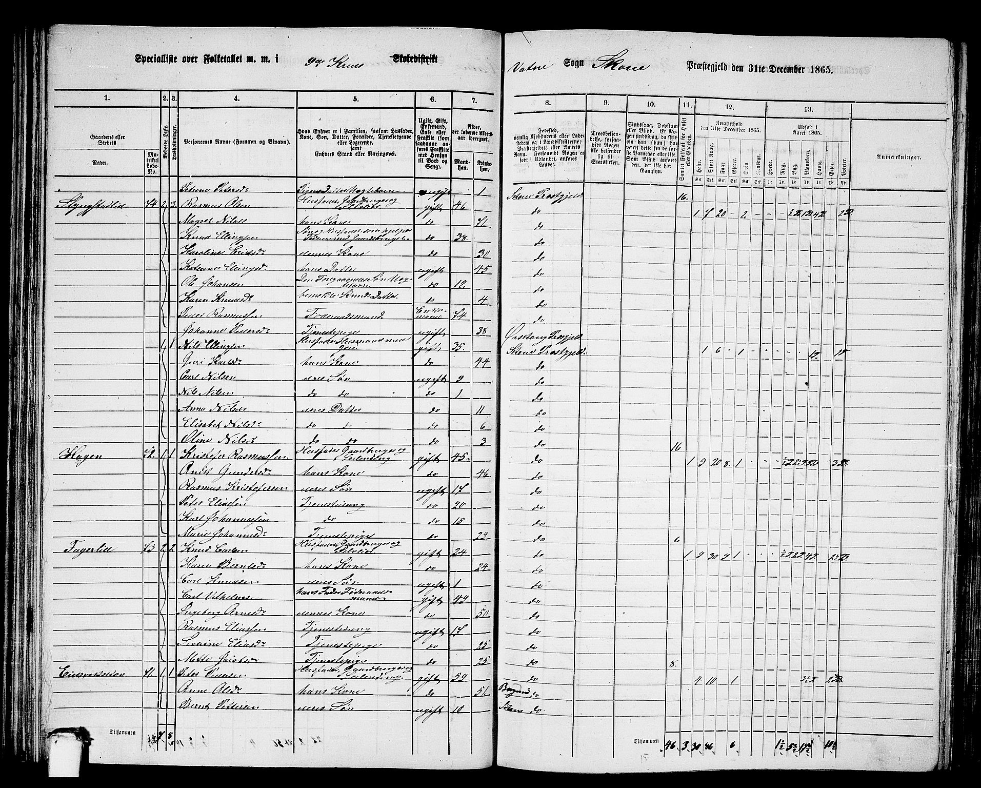 RA, 1865 census for Skodje, 1865, p. 61