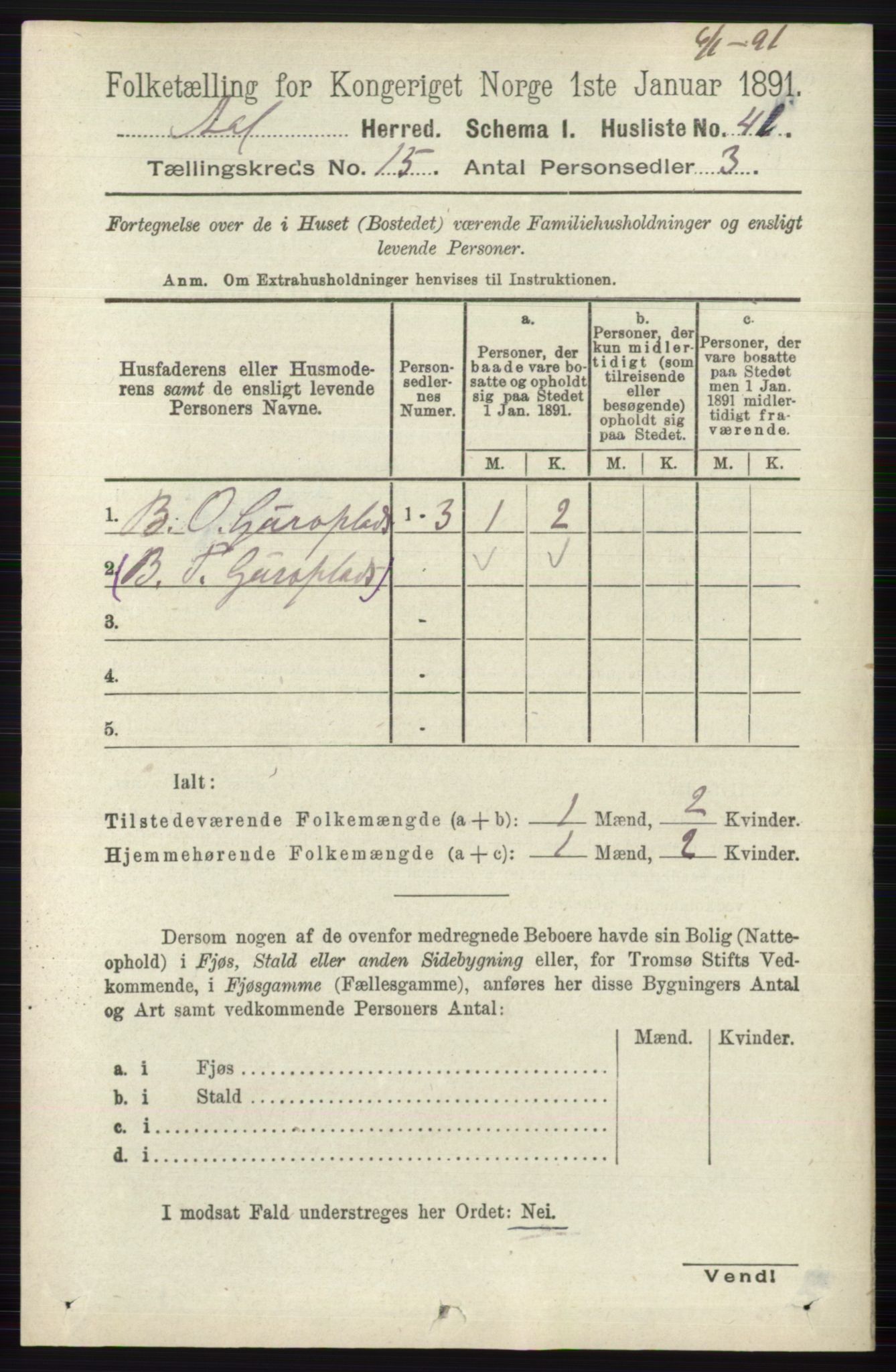 RA, 1891 census for 0619 Ål, 1891, p. 3751