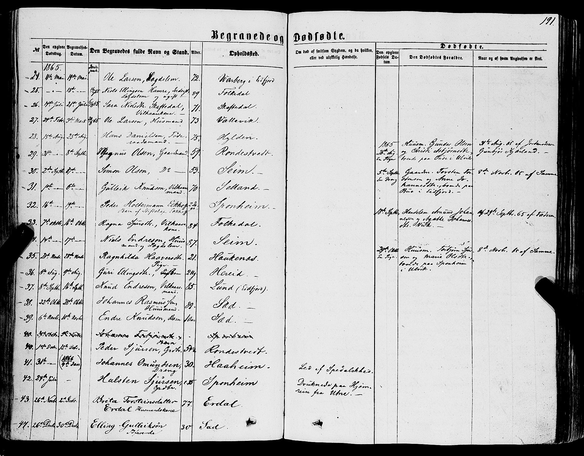 Ulvik sokneprestembete, AV/SAB-A-78801/H/Haa: Parish register (official) no. A 15, 1864-1878, p. 191