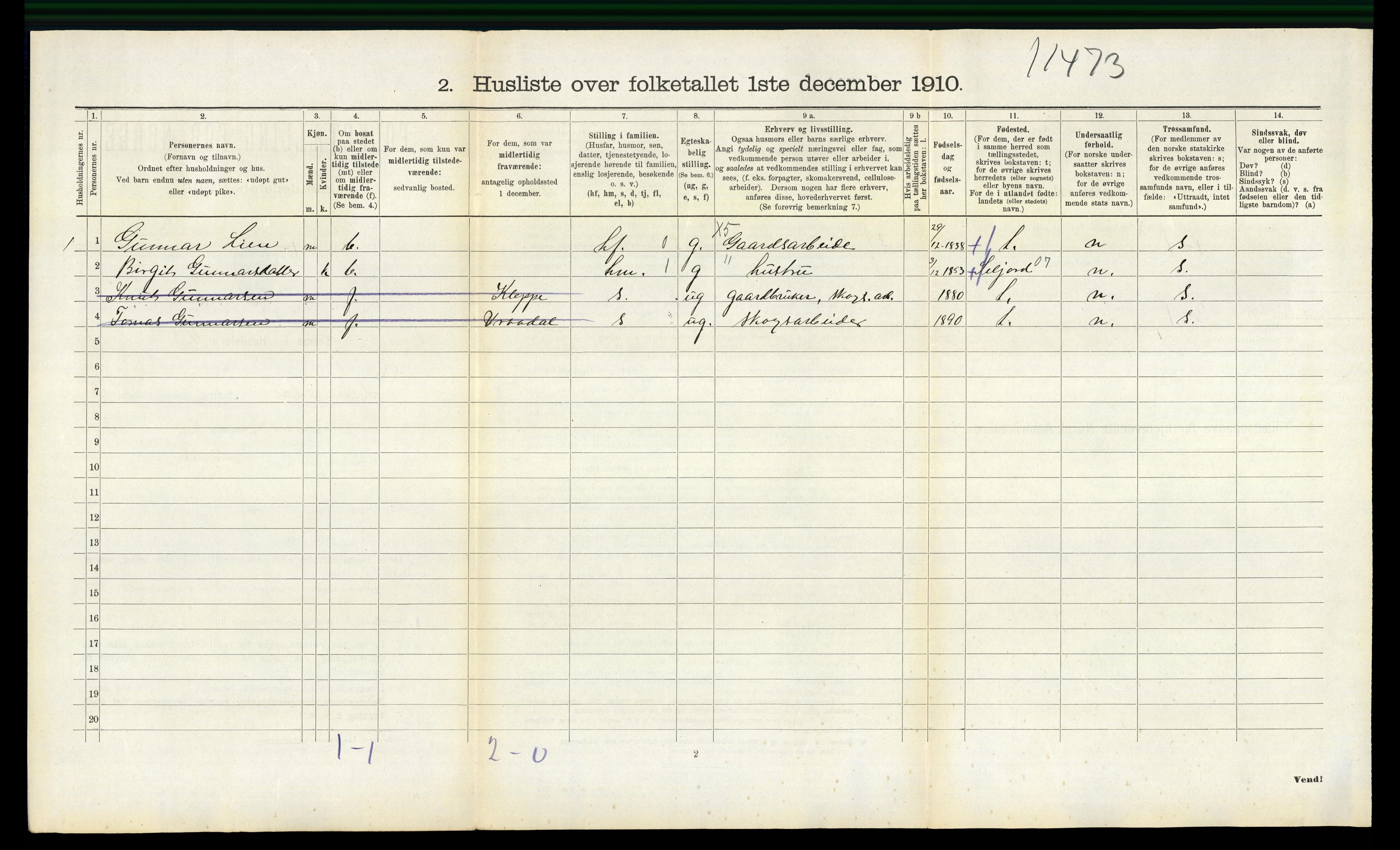 RA, 1910 census for Drangedal, 1910, p. 1118