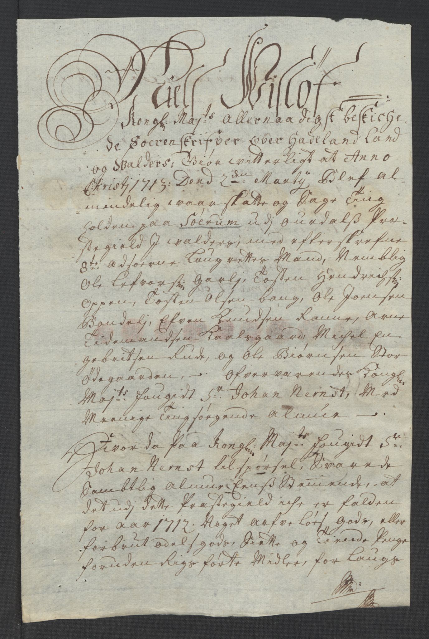 Rentekammeret inntil 1814, Reviderte regnskaper, Fogderegnskap, AV/RA-EA-4092/R18/L1309: Fogderegnskap Hadeland, Toten og Valdres, 1712, p. 310