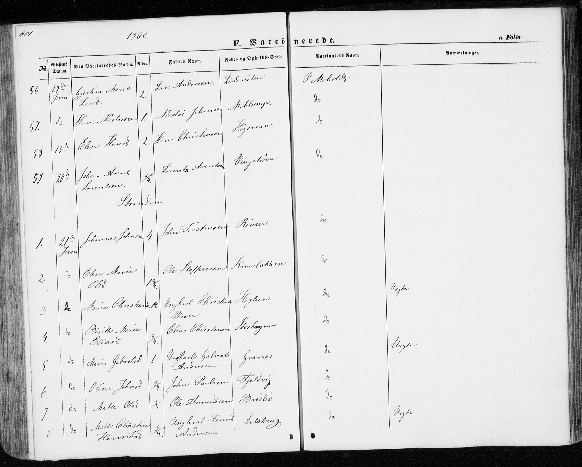 Ministerialprotokoller, klokkerbøker og fødselsregistre - Nord-Trøndelag, SAT/A-1458/701/L0008: Parish register (official) no. 701A08 /1, 1854-1863, p. 401