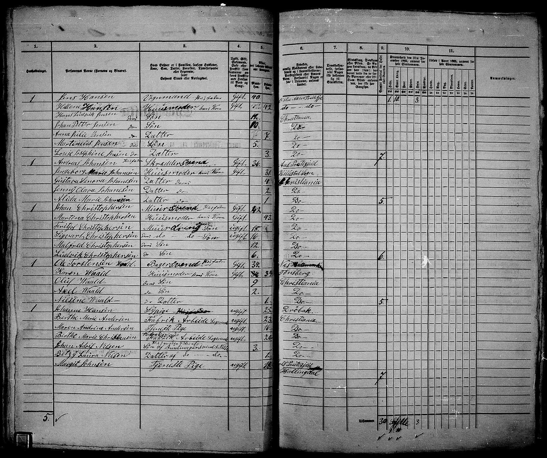 RA, 1865 census for Kristiania, 1865, p. 3722