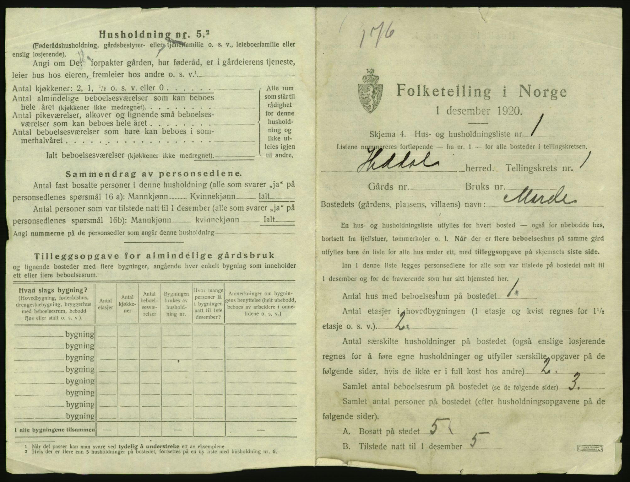 SAKO, 1920 census for Heddal, 1920, p. 42