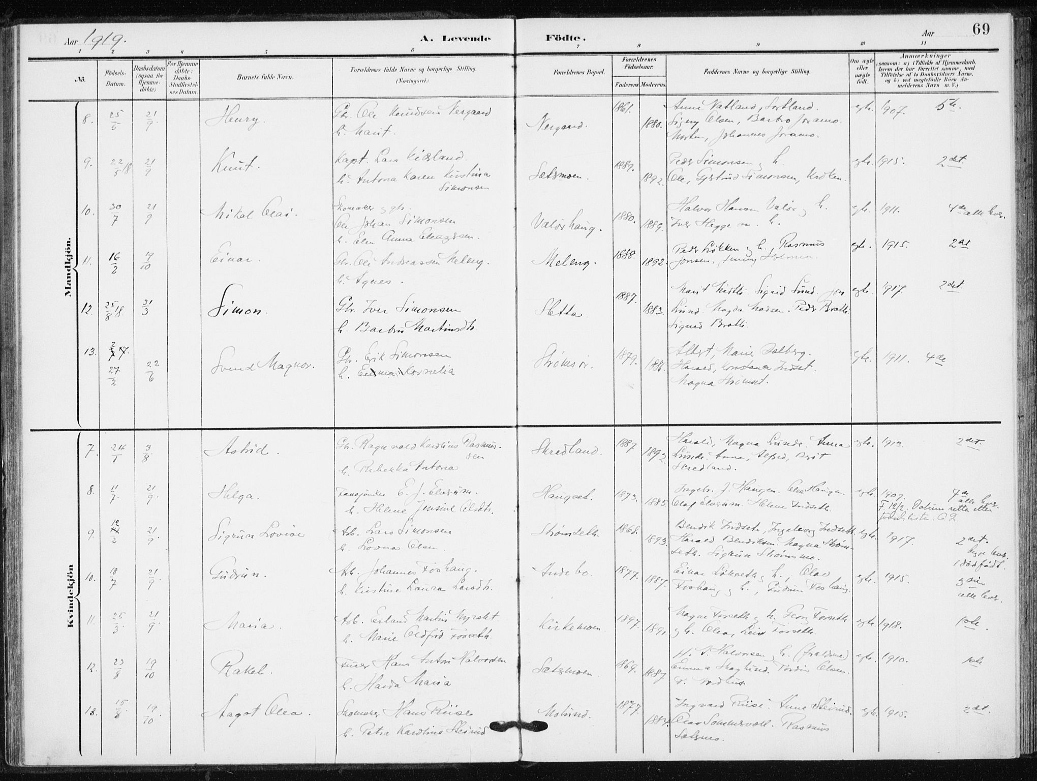 Målselv sokneprestembete, SATØ/S-1311/G/Ga/Gaa/L0013kirke: Parish register (official) no. 13, 1903-1919, p. 69