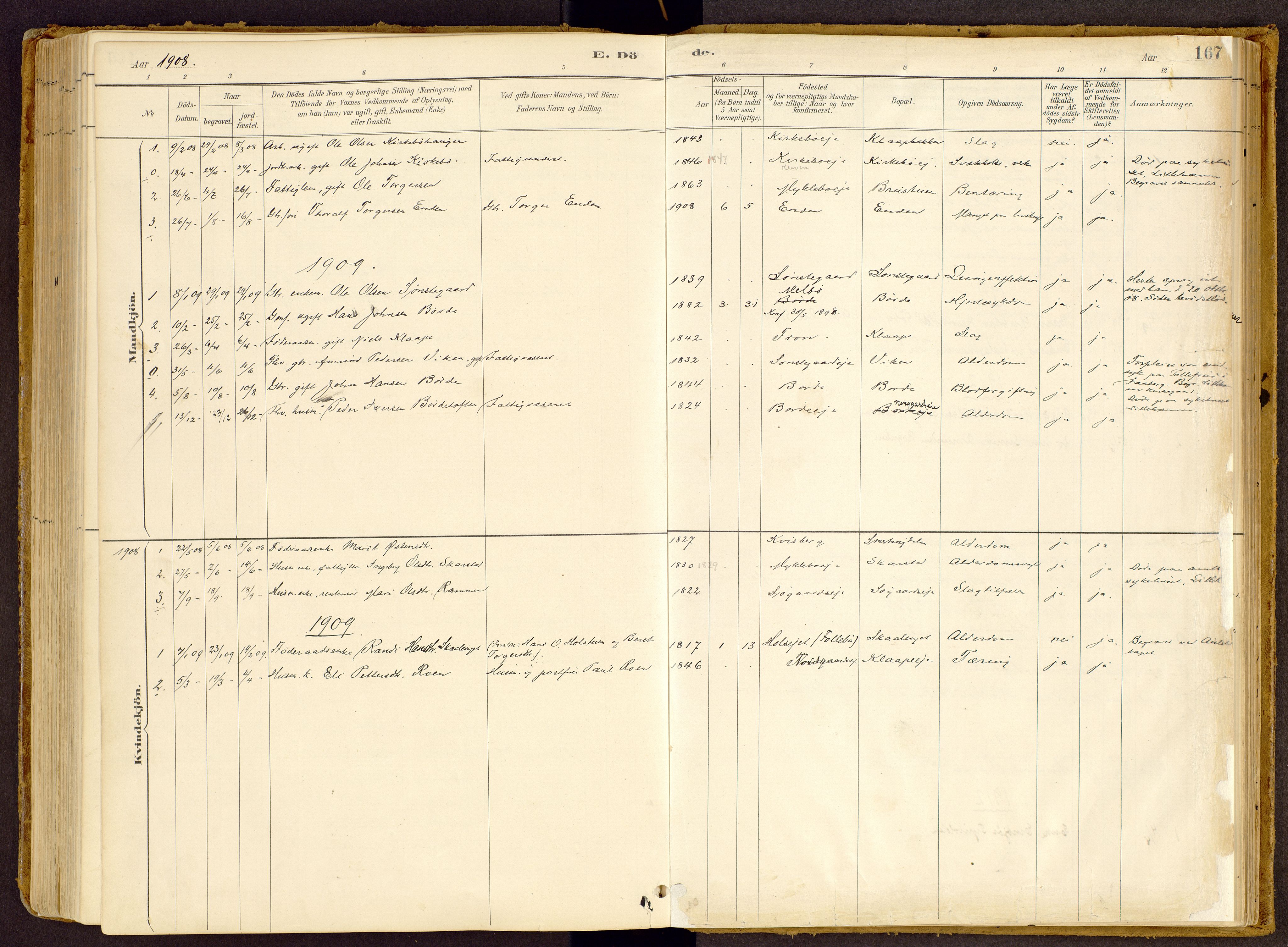Vestre Gausdal prestekontor, SAH/PREST-094/H/Ha/Haa/L0002: Parish register (official) no. 2, 1887-1918, p. 167