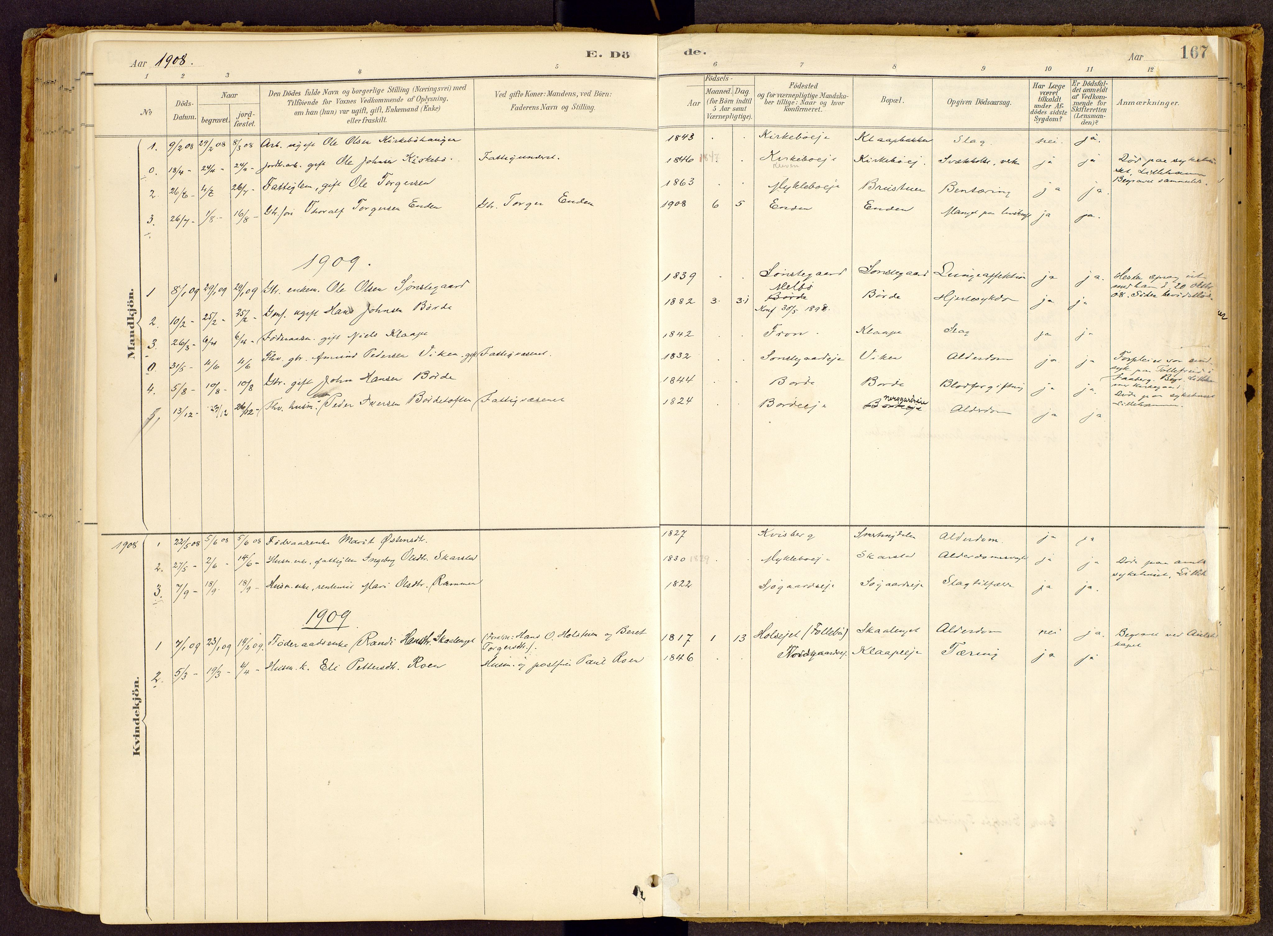 Vestre Gausdal prestekontor, AV/SAH-PREST-094/H/Ha/Haa/L0002: Parish register (official) no. 2, 1887-1918, p. 167