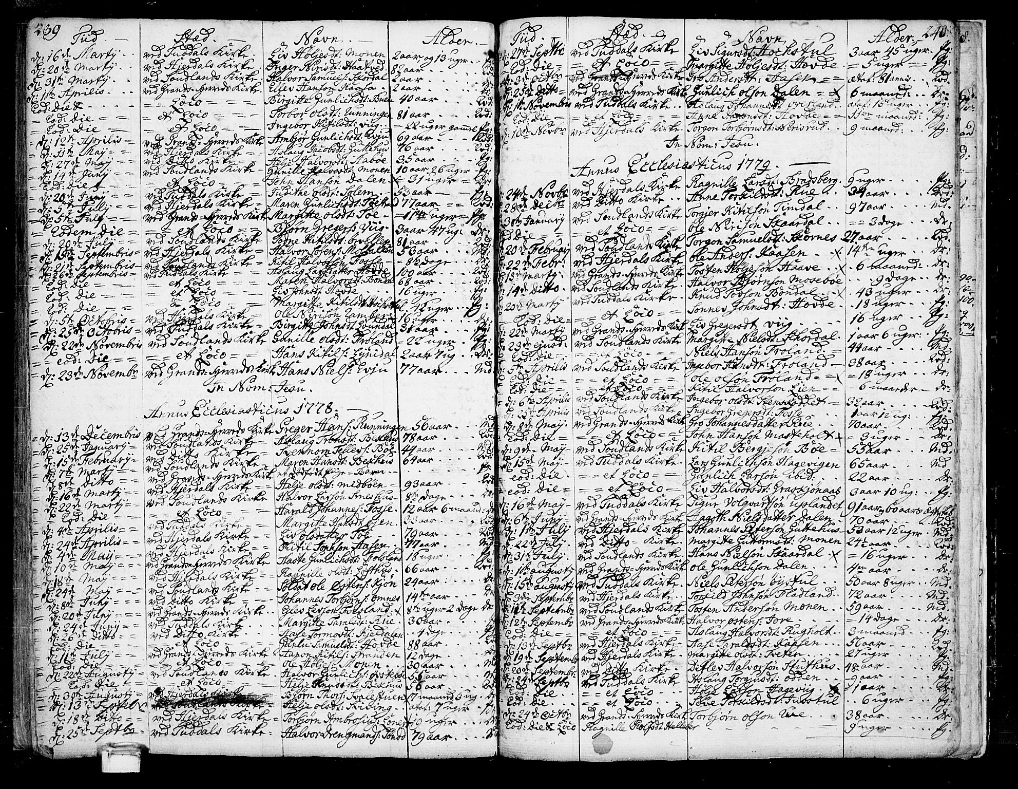 Hjartdal kirkebøker, AV/SAKO-A-270/F/Fa/L0005: Parish register (official) no. I 5, 1776-1801, p. 239-240