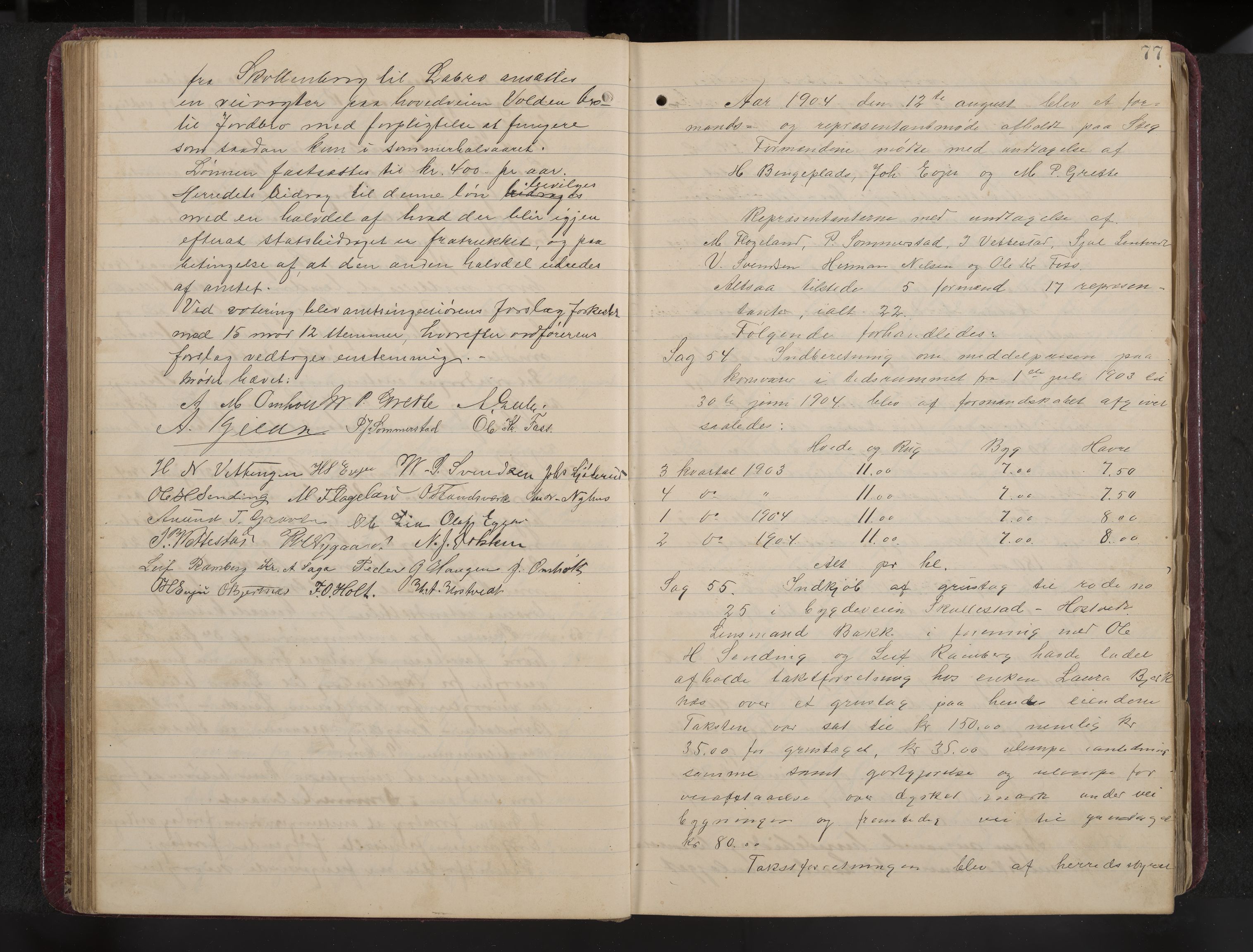 Ytre Sandsvær formannskap og sentraladministrasjon, IKAK/0629021/A/Aa/L0001: Møtebok med register, 1902-1919, p. 77