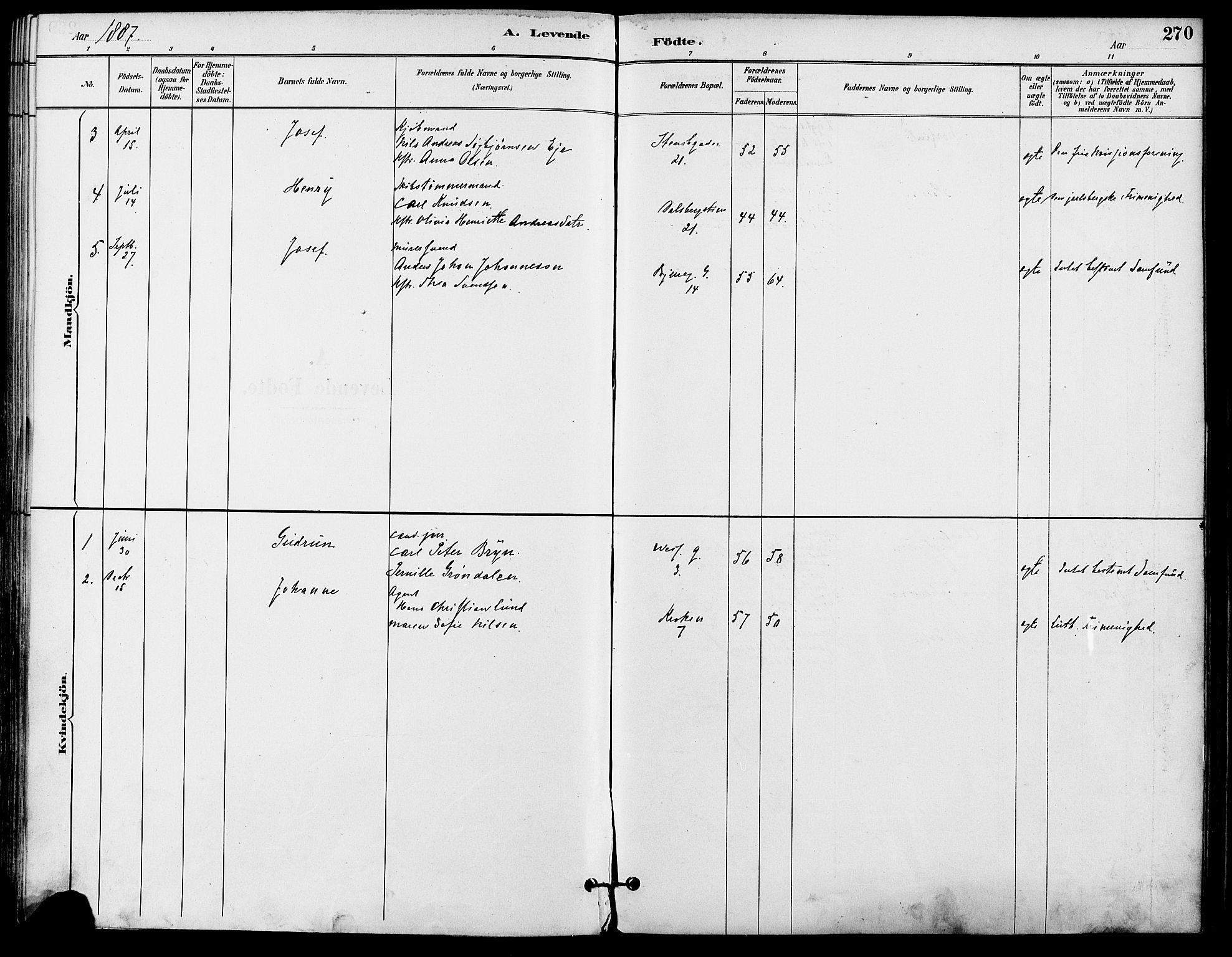 Gamle Aker prestekontor Kirkebøker, SAO/A-10617a/F/L0008: Parish register (official) no. 8, 1887-1896, p. 270
