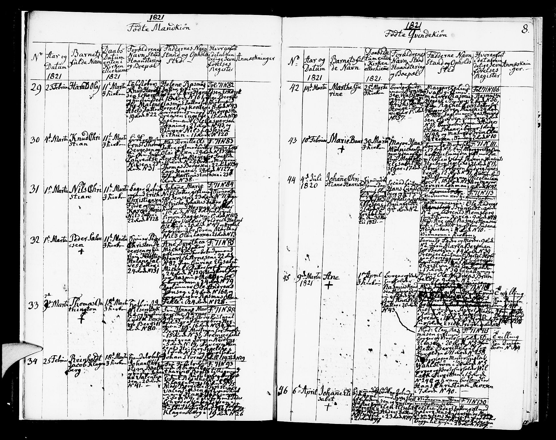 Korskirken sokneprestembete, AV/SAB-A-76101/H/Hab: Parish register (copy) no. A 2, 1820-1832, p. 7