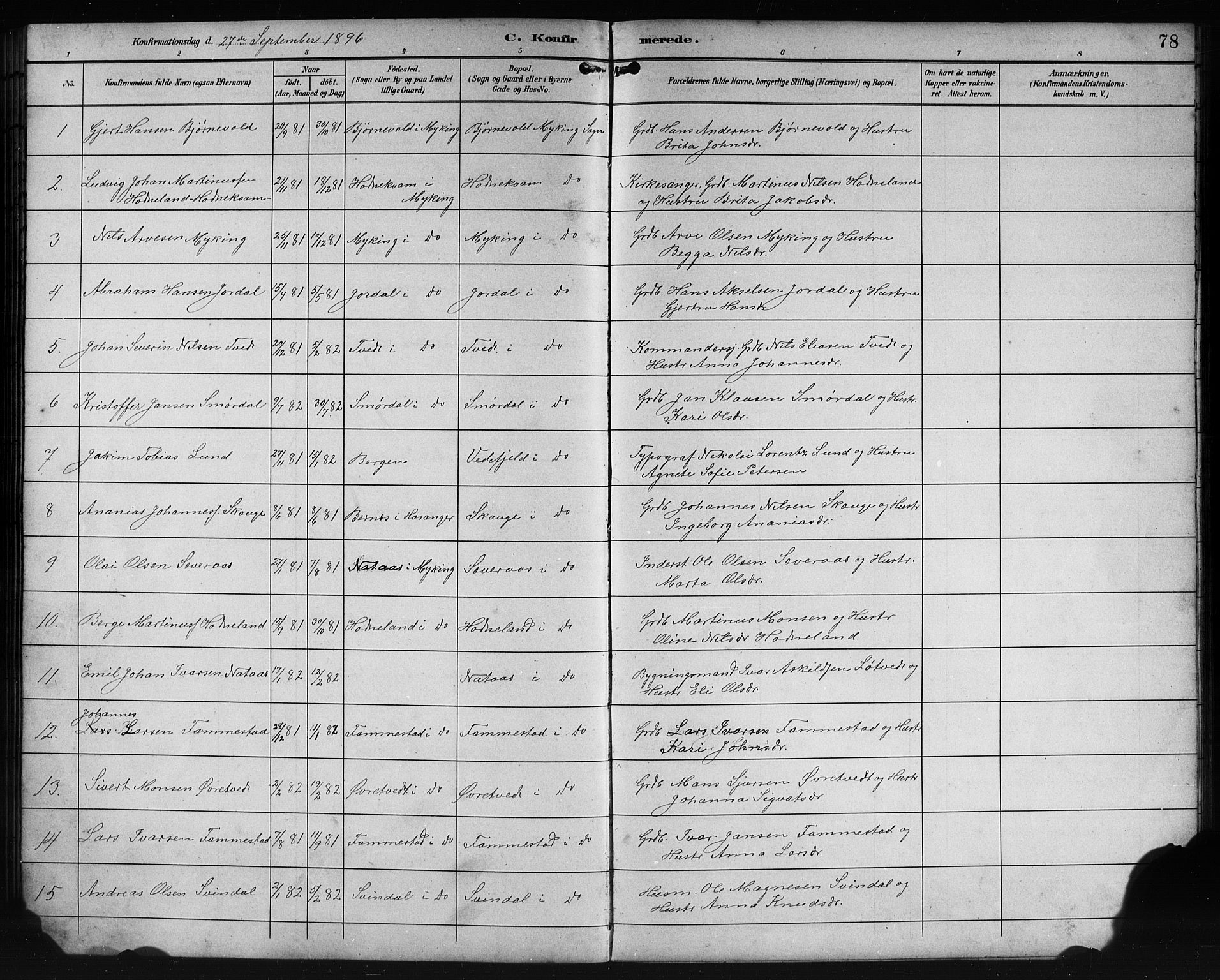 Lindås Sokneprestembete, AV/SAB-A-76701/H/Hab/Habe/L0003: Parish register (copy) no. E 3, 1892-1905, p. 78