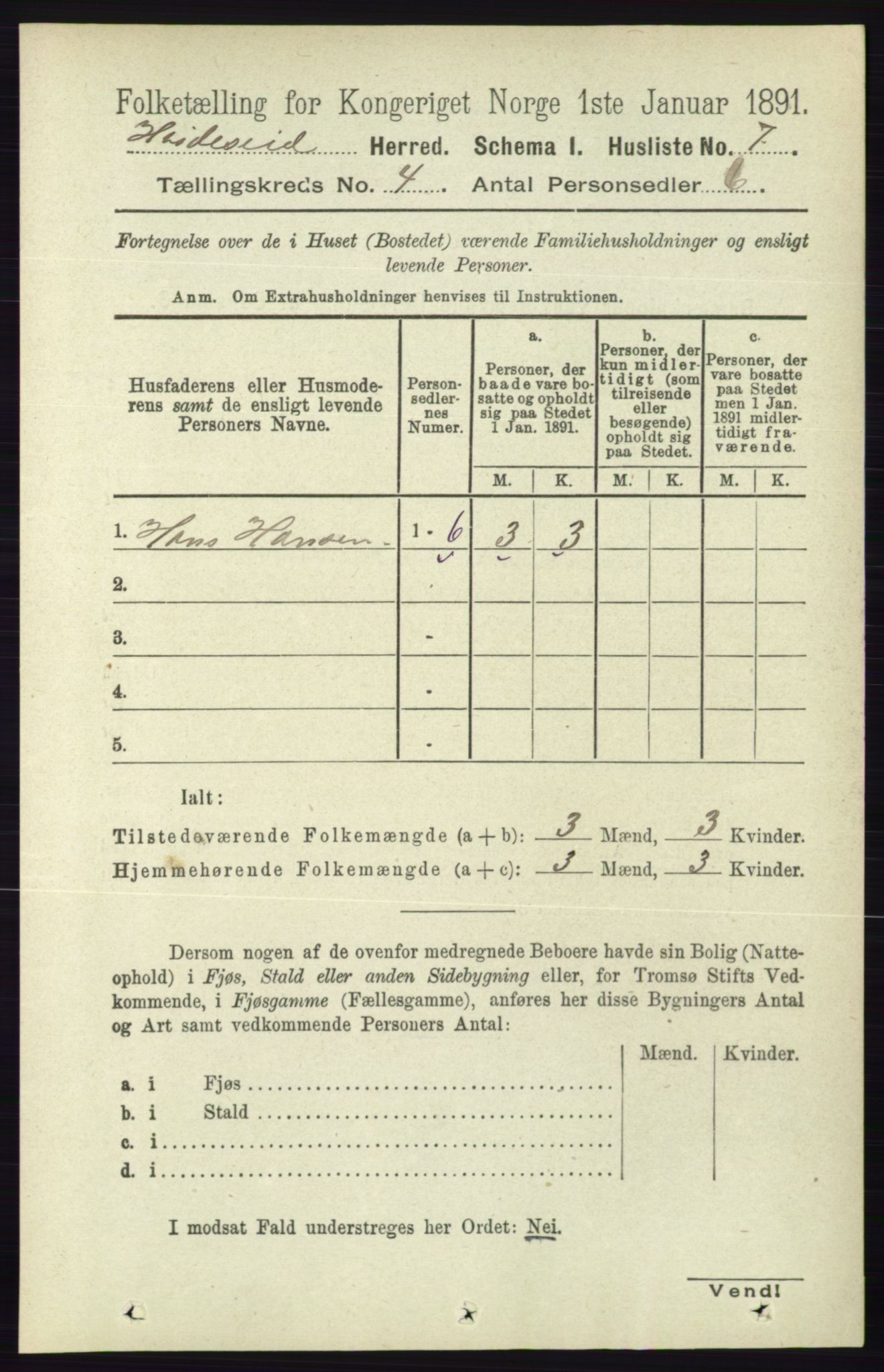 RA, 1891 census for 0829 Kviteseid, 1891, p. 711