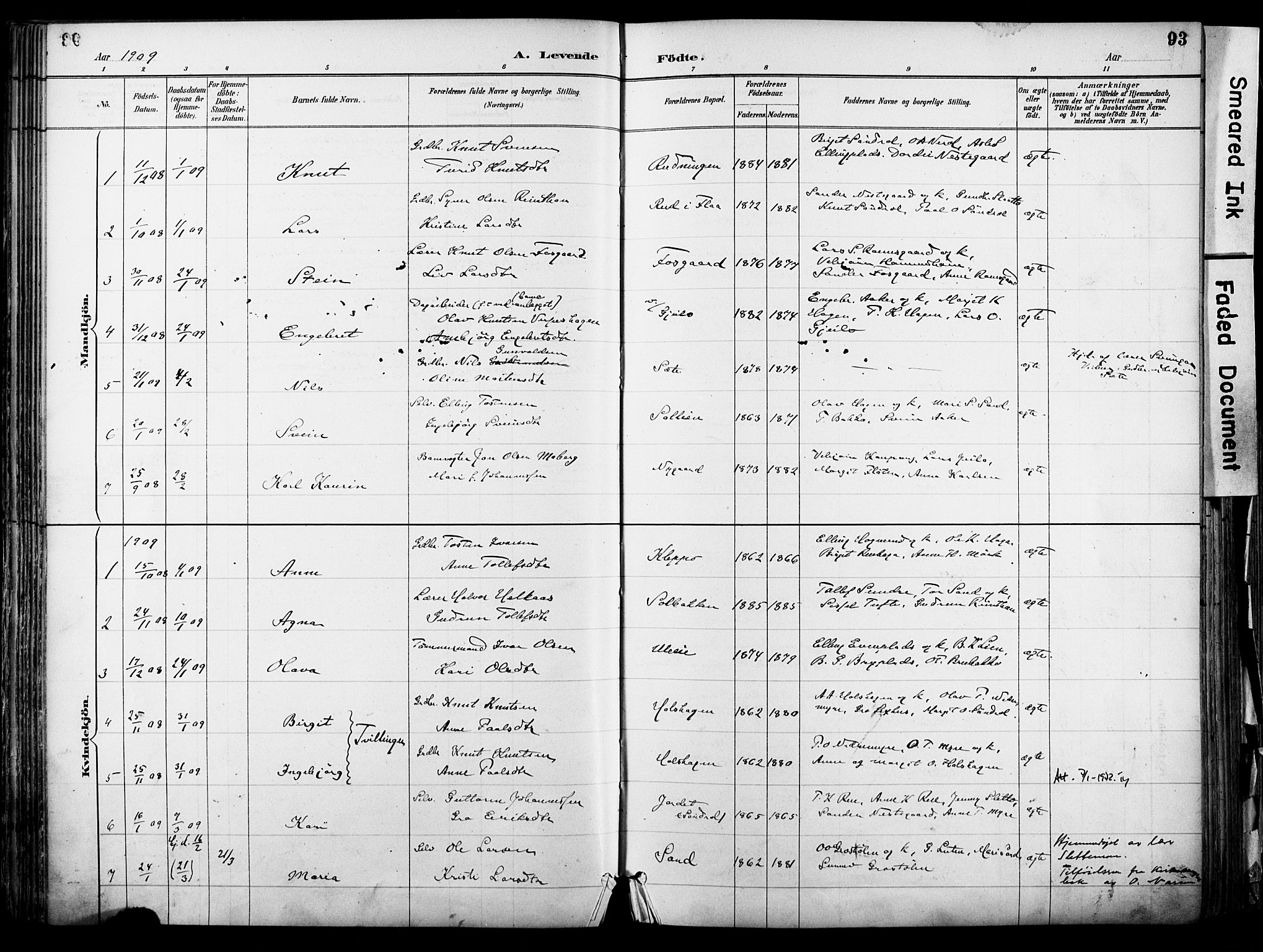 Hol kirkebøker, AV/SAKO-A-227/F/Fa/L0003: Parish register (official) no. I 3, 1887-1918, p. 93