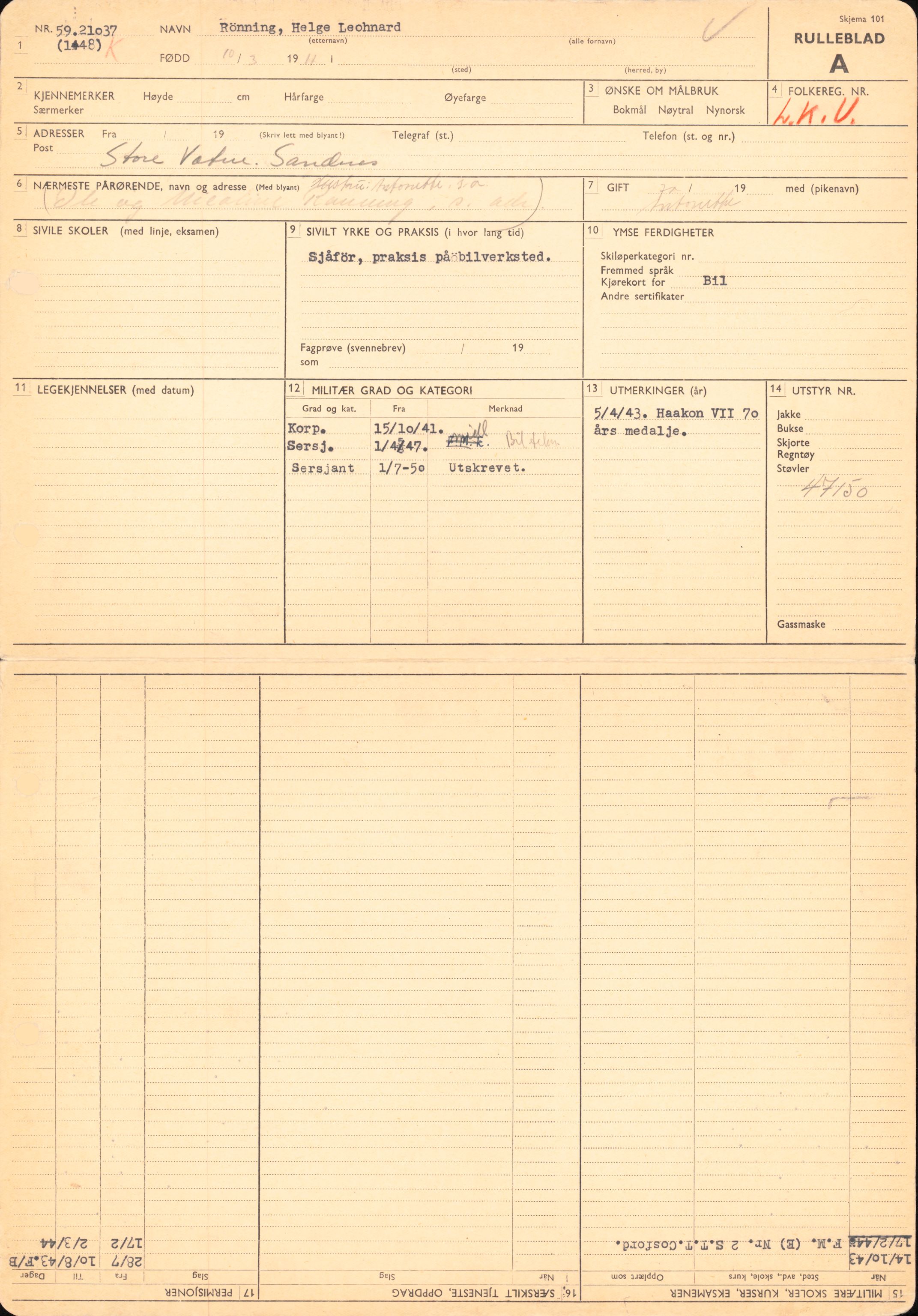 Forsvaret, Forsvarets overkommando/Luftforsvarsstaben, AV/RA-RAFA-4079/P/Pa/L0028: Personellpapirer, 1911, p. 60